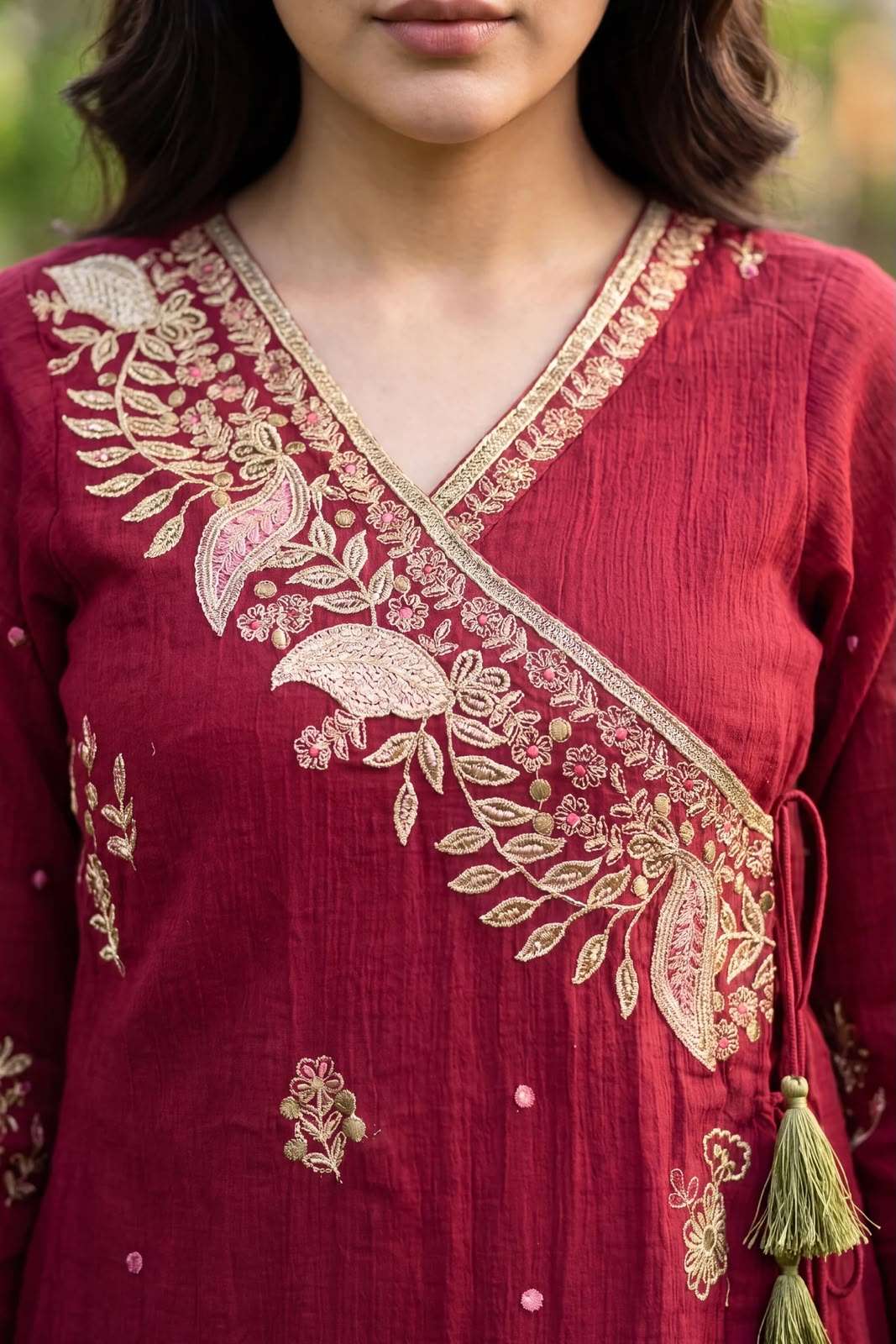 LM 42 CHANDERI FABRICS BEAUTIFUL DESIGNER ANGARKHA STYLE LADIES FESTIVE WEAR 3PCS SET COLLECTION 