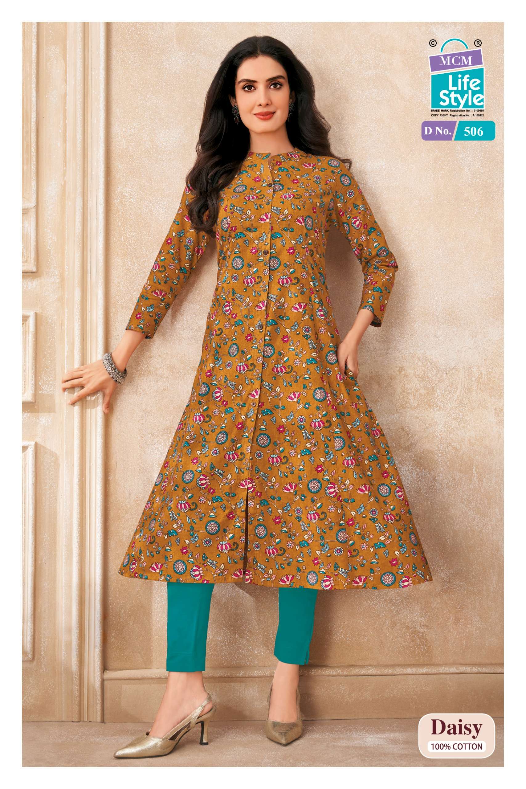 MCM LIFESTYLE DAISY VOL 5 COTTON PRINTED A LINE PATTERNS LADIES KURTI 