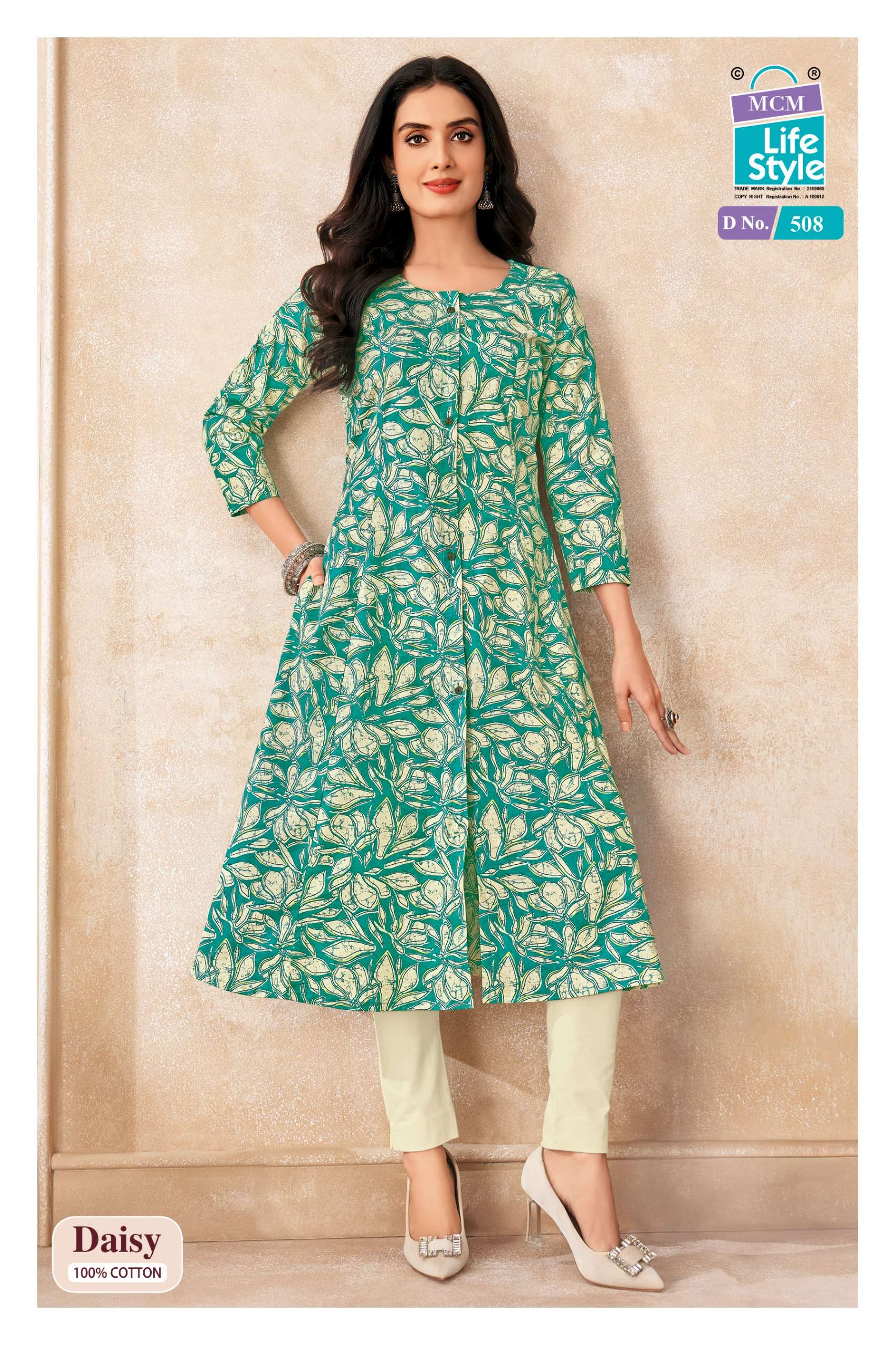 MCM LIFESTYLE DAISY VOL 5 COTTON PRINTED A LINE PATTERNS LADIES KURTI 