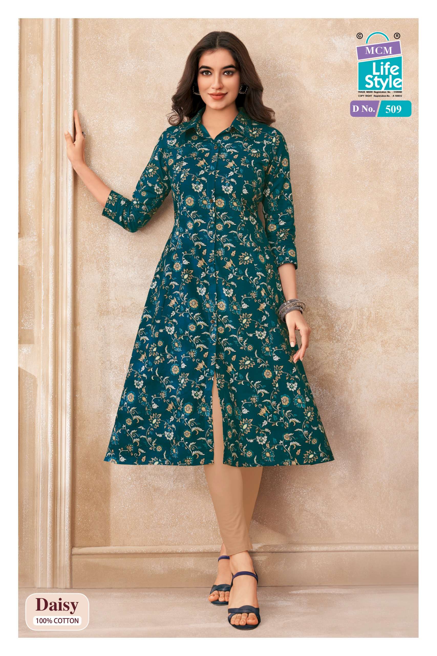 MCM LIFESTYLE DAISY VOL 5 COTTON PRINTED A LINE PATTERNS LADIES KURTI 