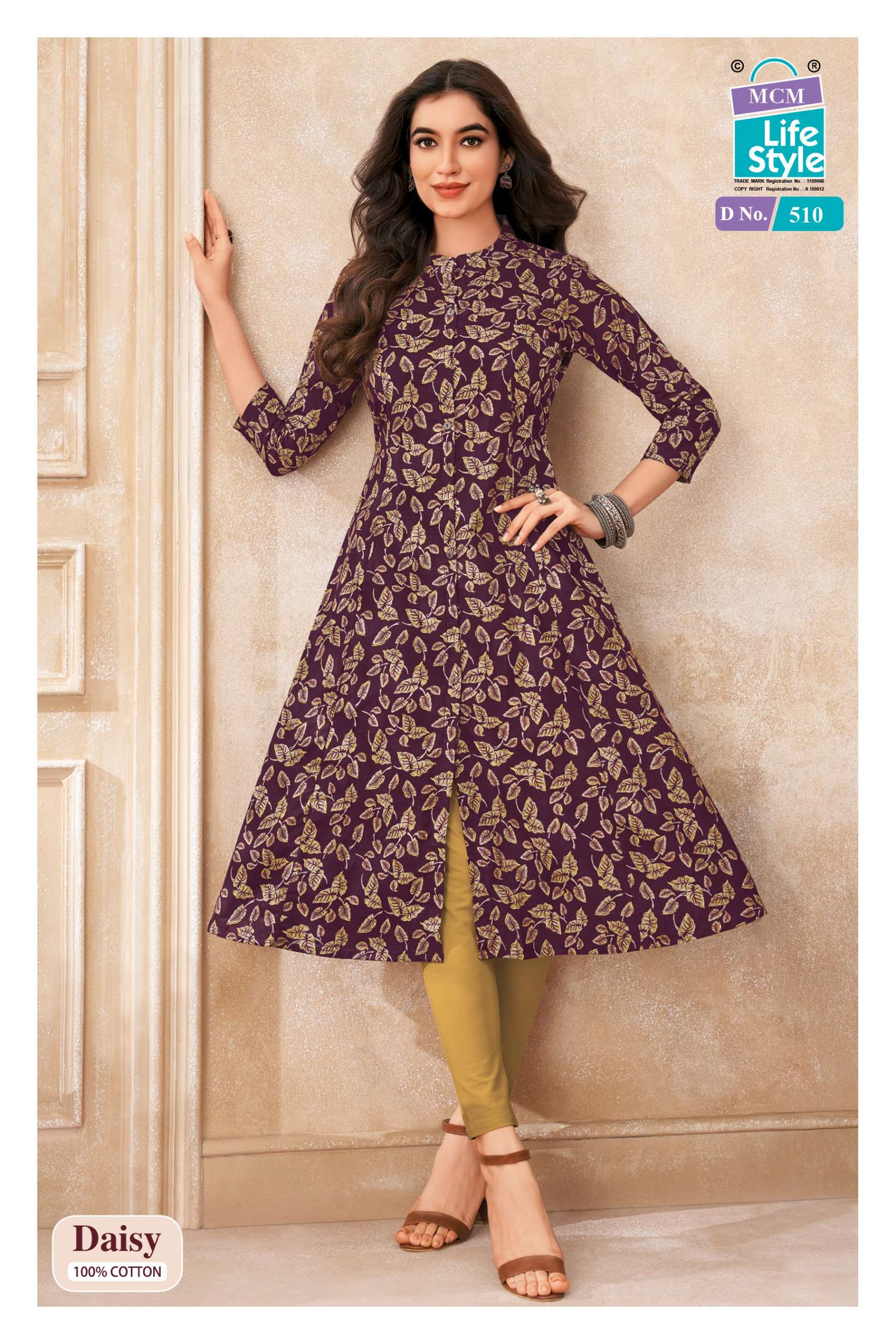 MCM LIFESTYLE DAISY VOL 5 COTTON PRINTED A LINE PATTERNS LADIES KURTI 