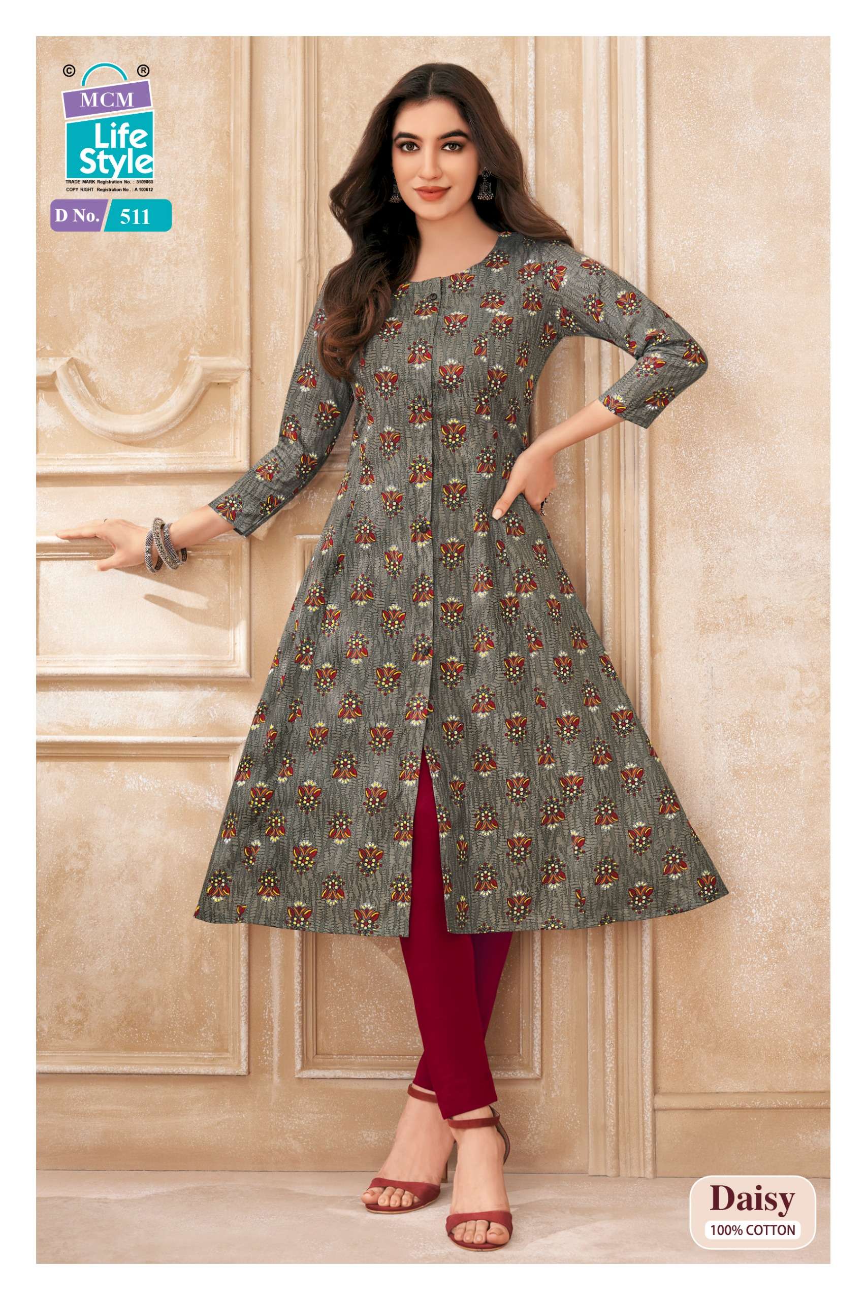 MCM LIFESTYLE DAISY VOL 5 COTTON PRINTED A LINE PATTERNS LADIES KURTI 