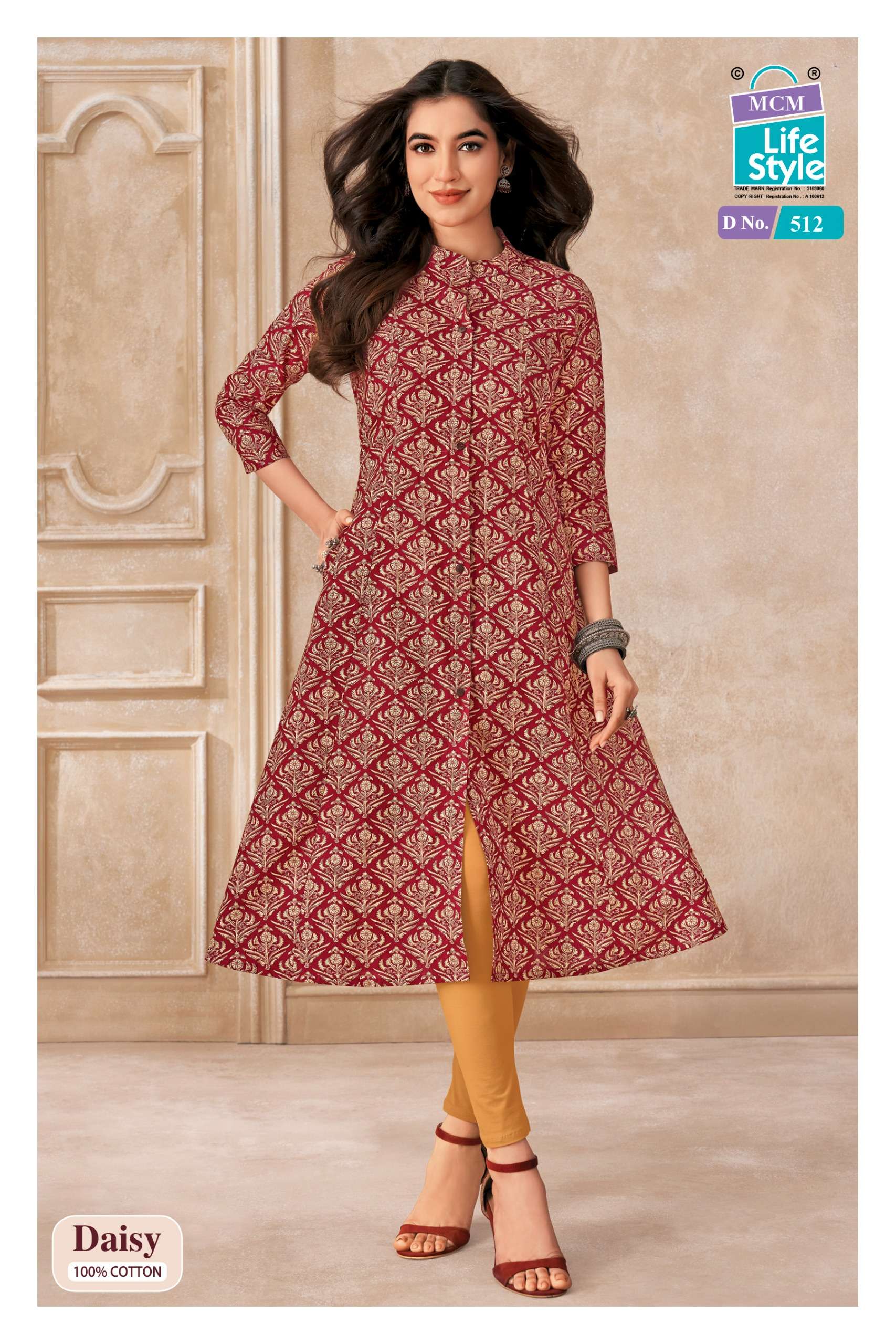 MCM LIFESTYLE DAISY VOL 5 COTTON PRINTED A LINE PATTERNS LADIES KURTI 