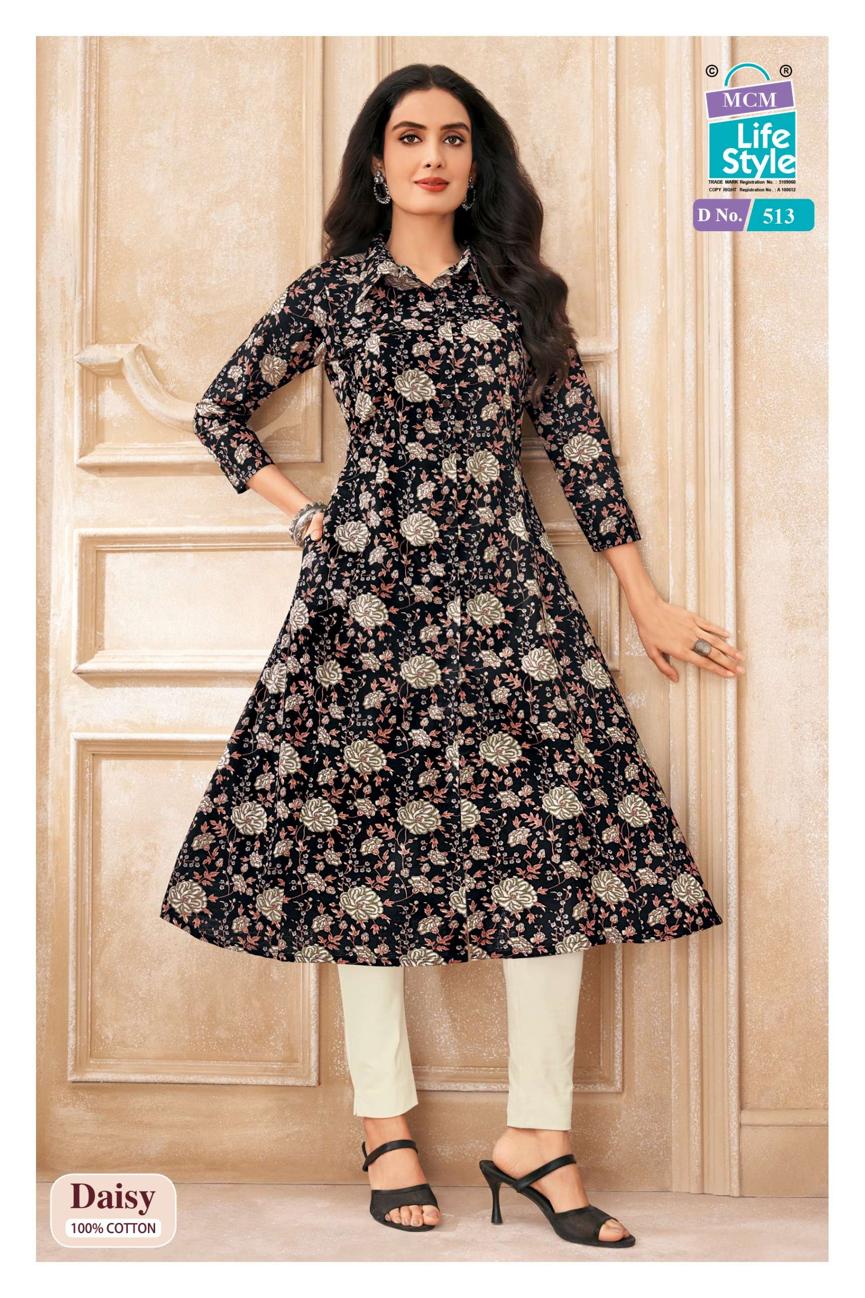 MCM LIFESTYLE DAISY VOL 5 COTTON PRINTED A LINE PATTERNS LADIES KURTI 