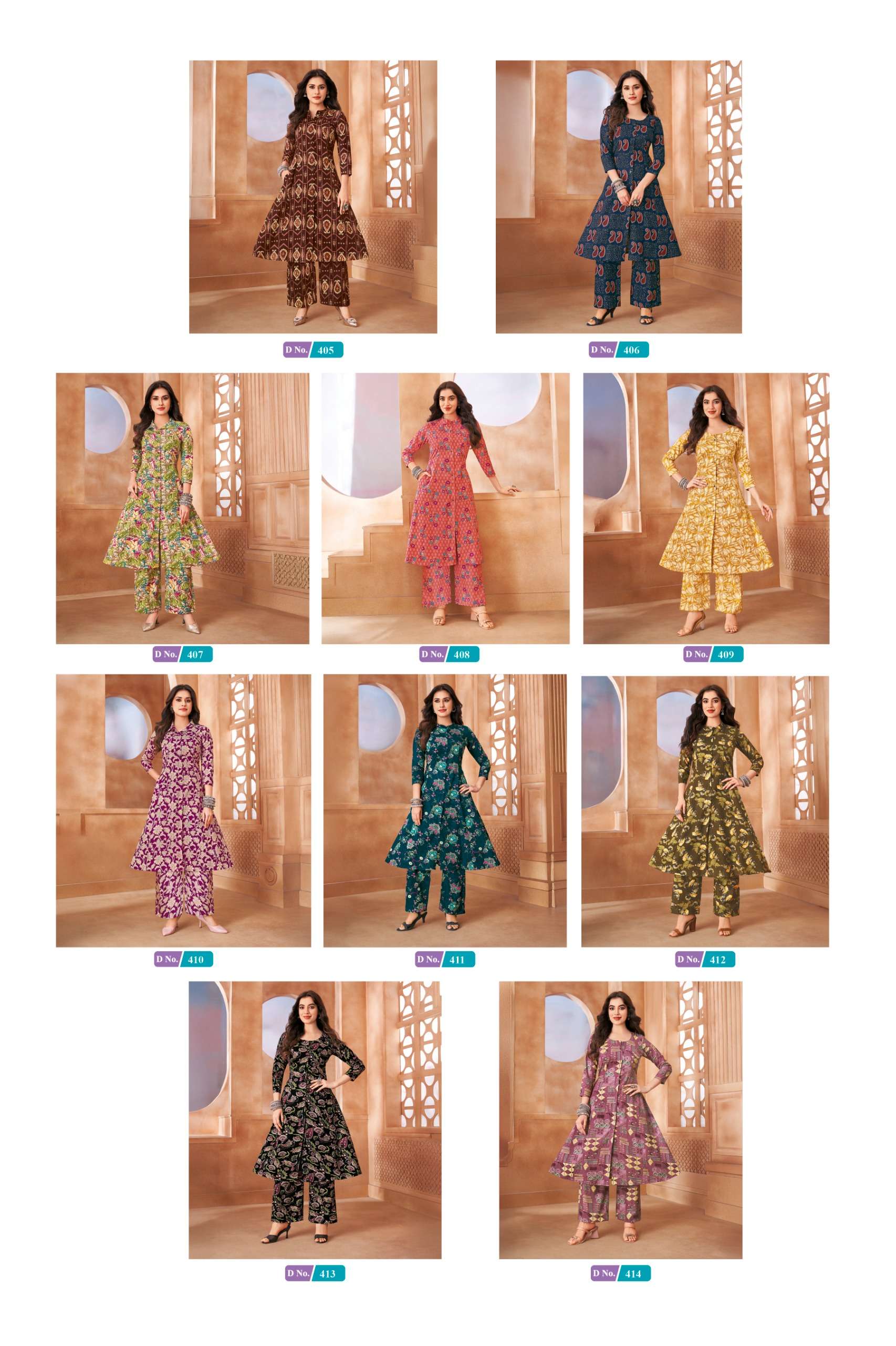 MCM LIFESTYLE TULSI VOL 4 COTTON A LINE STYLE KURTI WITH BOTTOM PAIR 