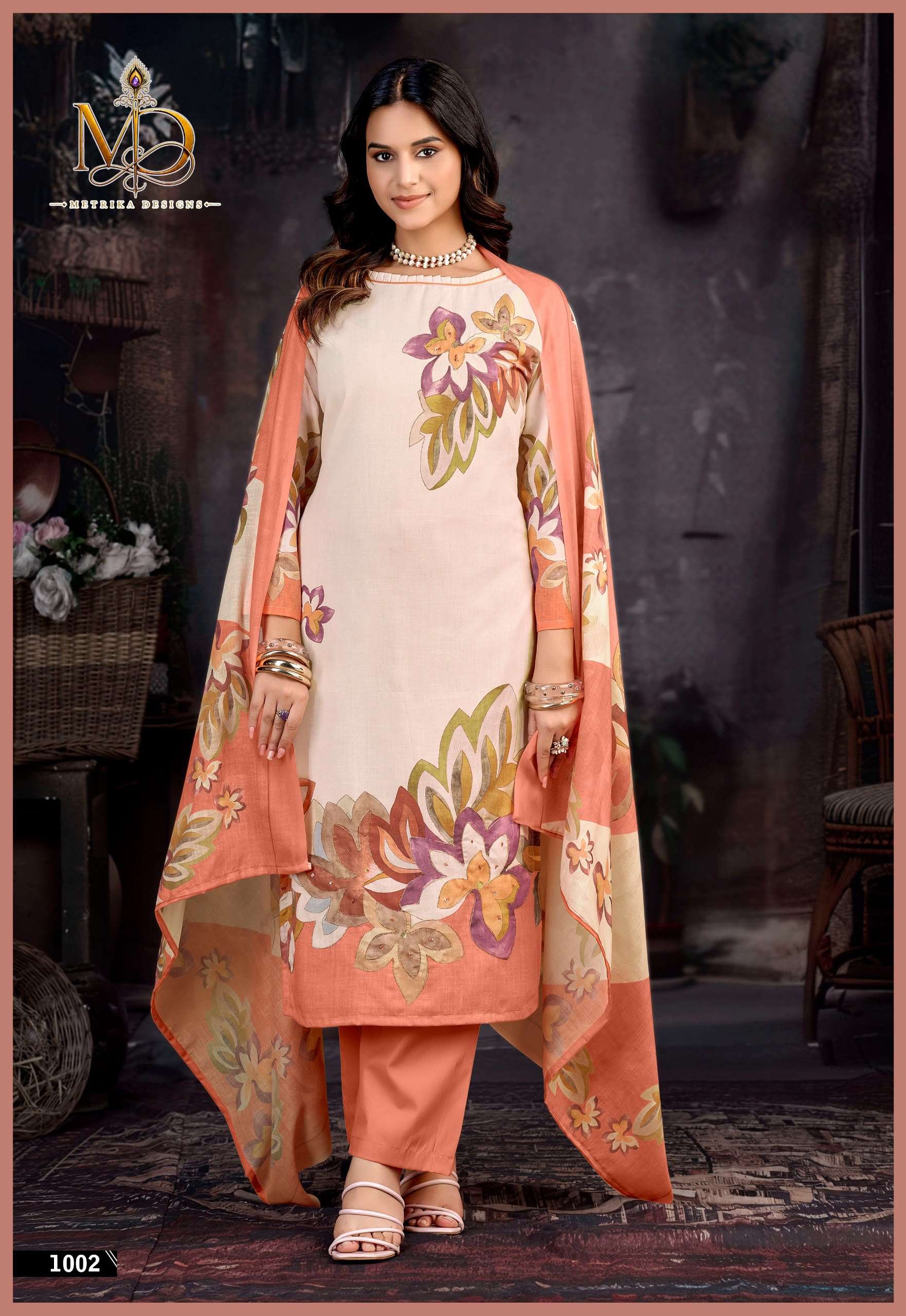 METRIKA DESIGNS REEHANA VOL 1 COTTON DIGITAL PRINT WITH FANCY WORK SUIT