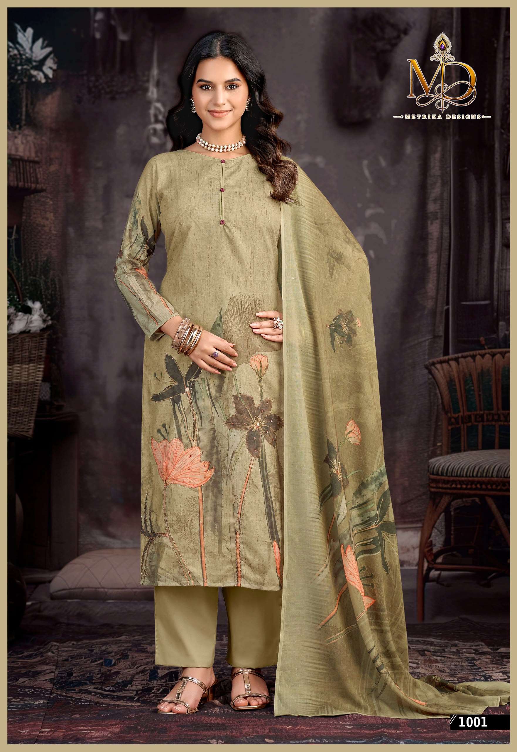 METRIKA DESIGNS REEHANA VOL 1 COTTON DIGITAL PRINT WITH FANCY WORK SUIT