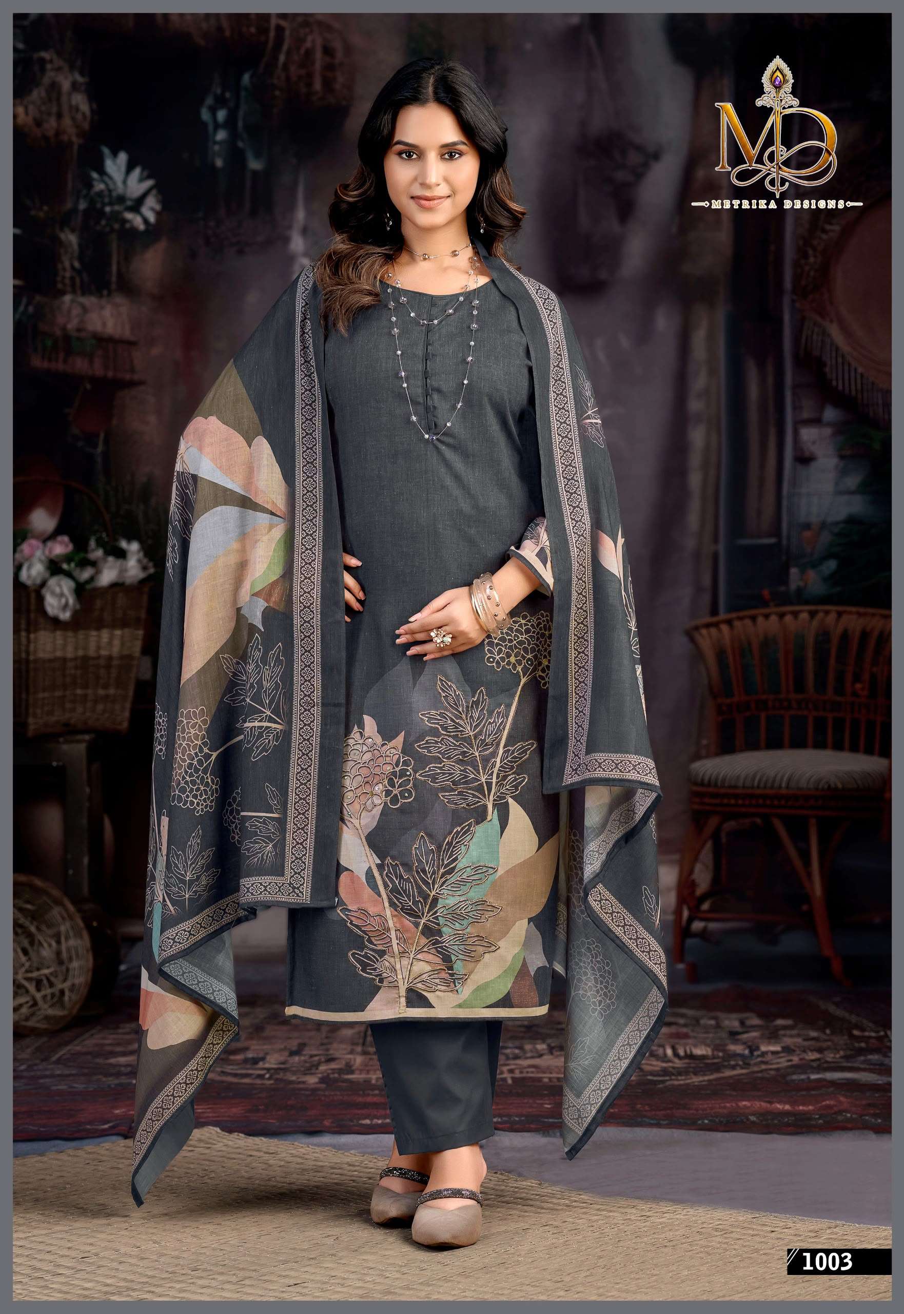 METRIKA DESIGNS REEHANA VOL 1 COTTON DIGITAL PRINT WITH FANCY WORK SUIT