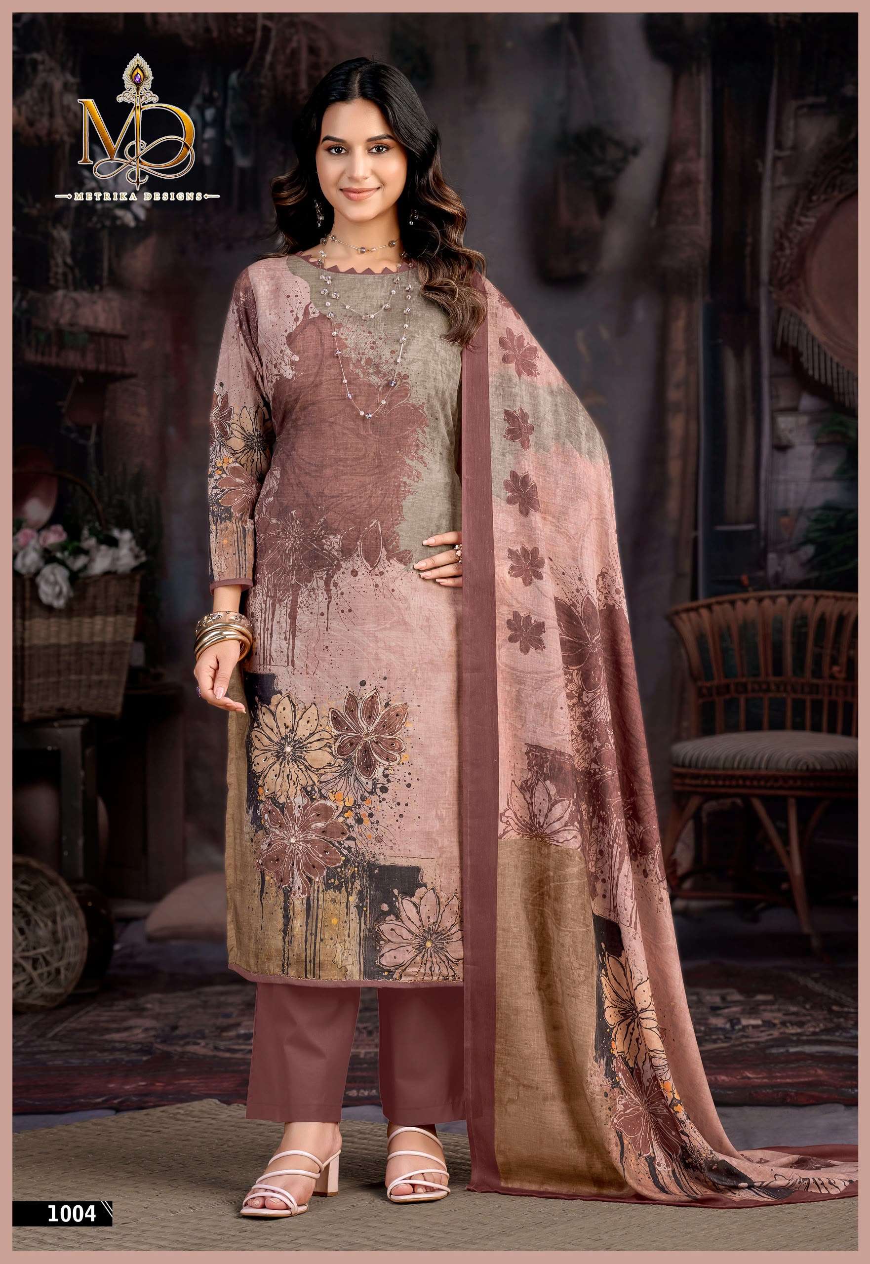 METRIKA DESIGNS REEHANA VOL 1 COTTON DIGITAL PRINT WITH FANCY WORK SUIT