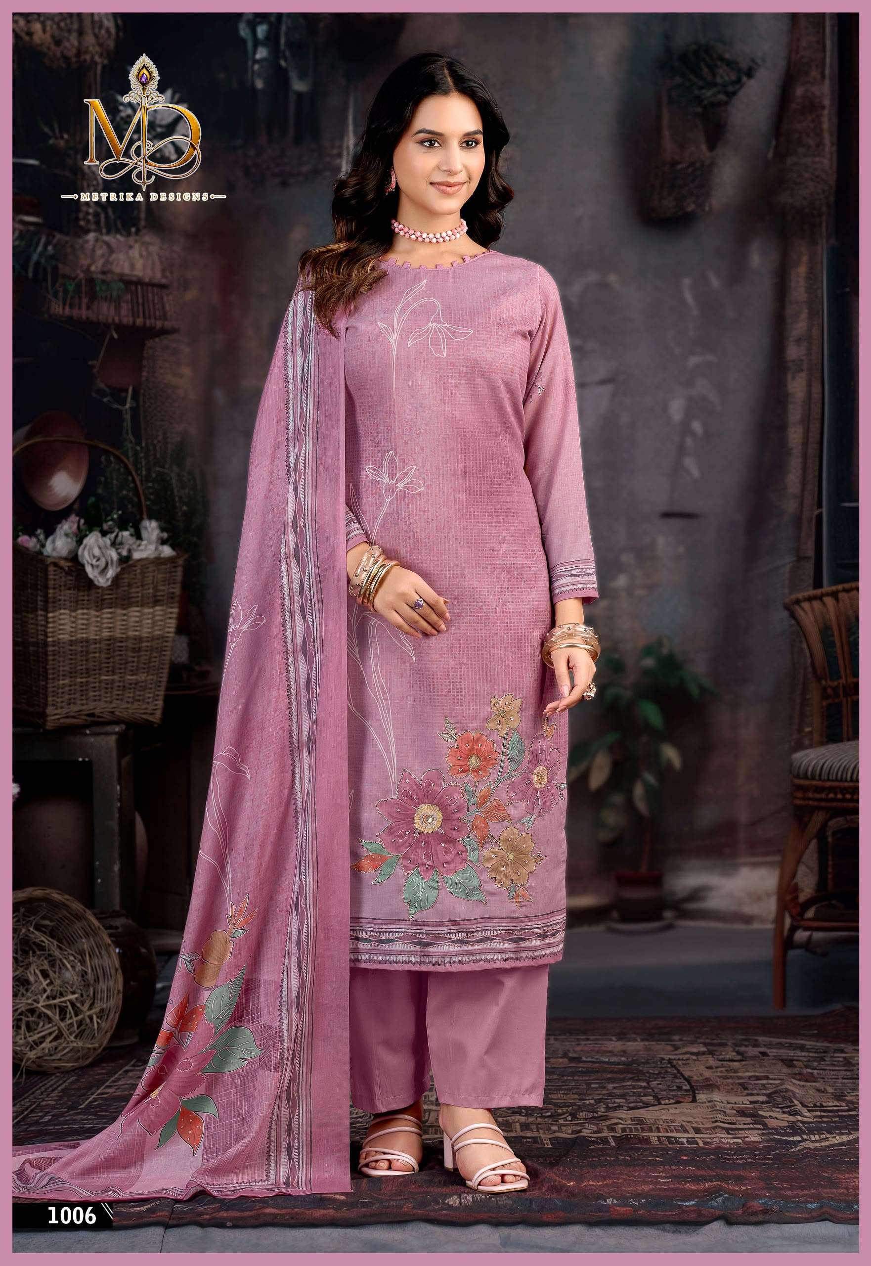 METRIKA DESIGNS REEHANA VOL 1 COTTON DIGITAL PRINT WITH FANCY WORK SUIT