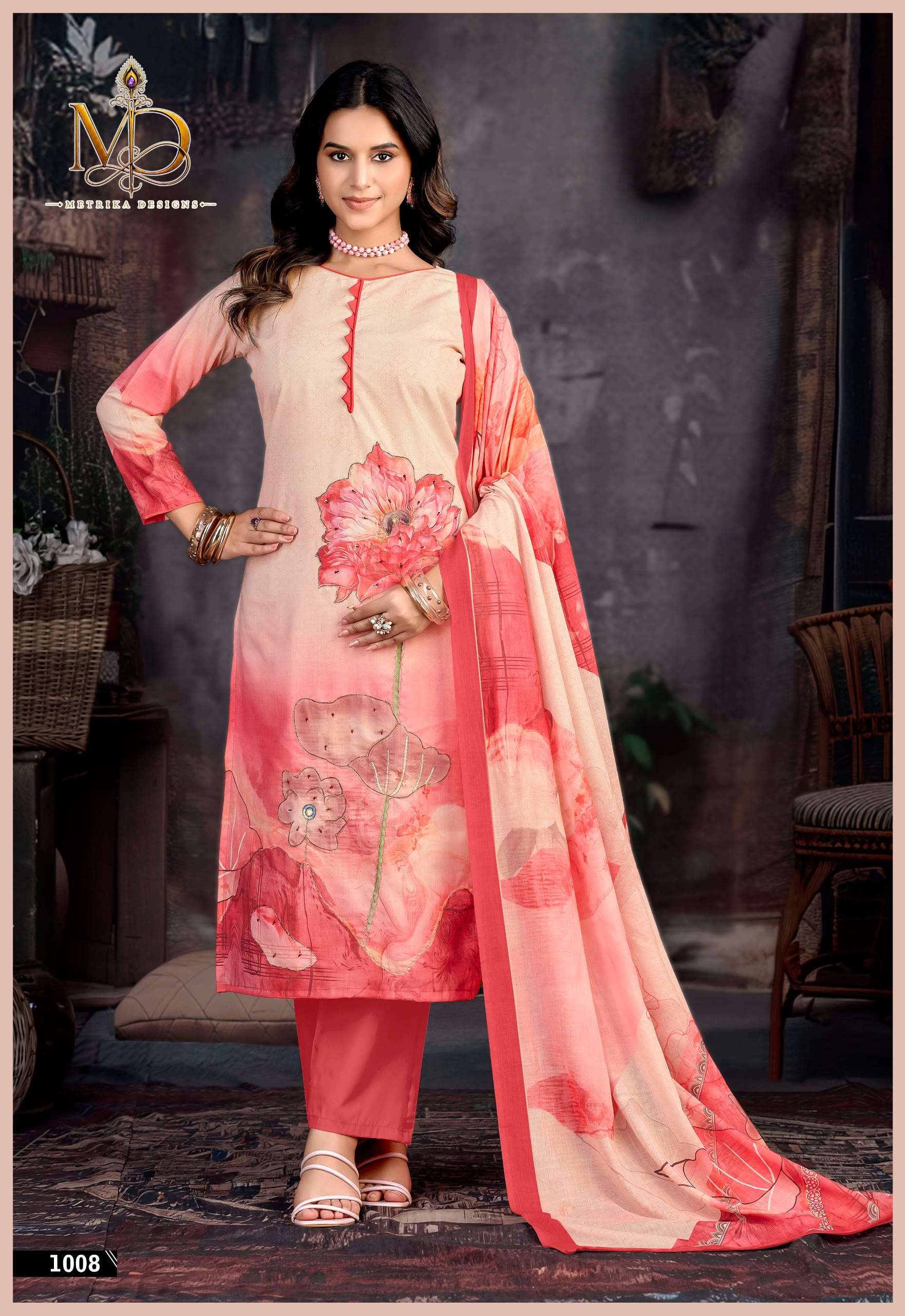 METRIKA DESIGNS REEHANA VOL 1 COTTON DIGITAL PRINT WITH FANCY WORK SUIT