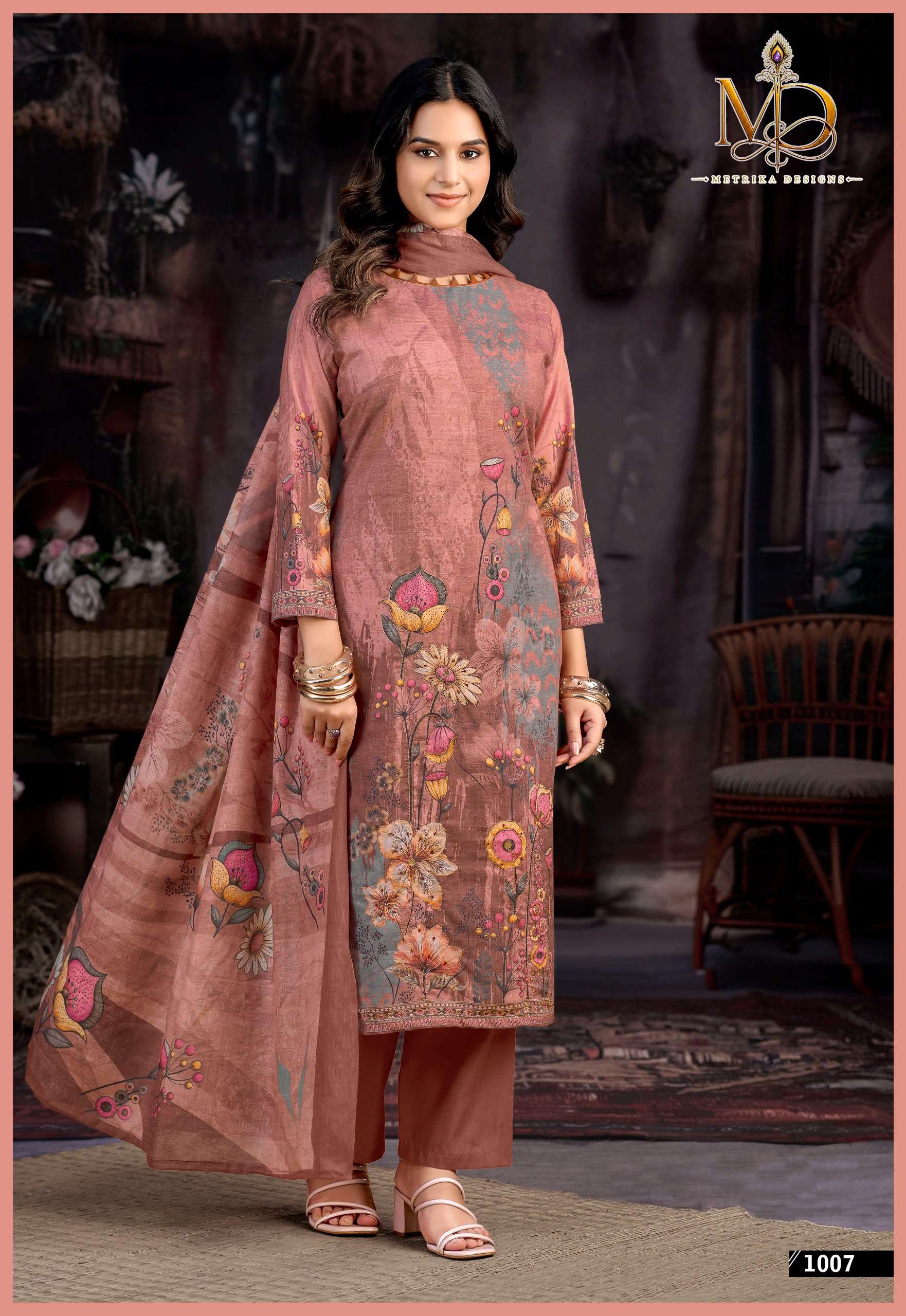 METRIKA DESIGNS REEHANA VOL 1 COTTON DIGITAL PRINT WITH FANCY WORK SUIT