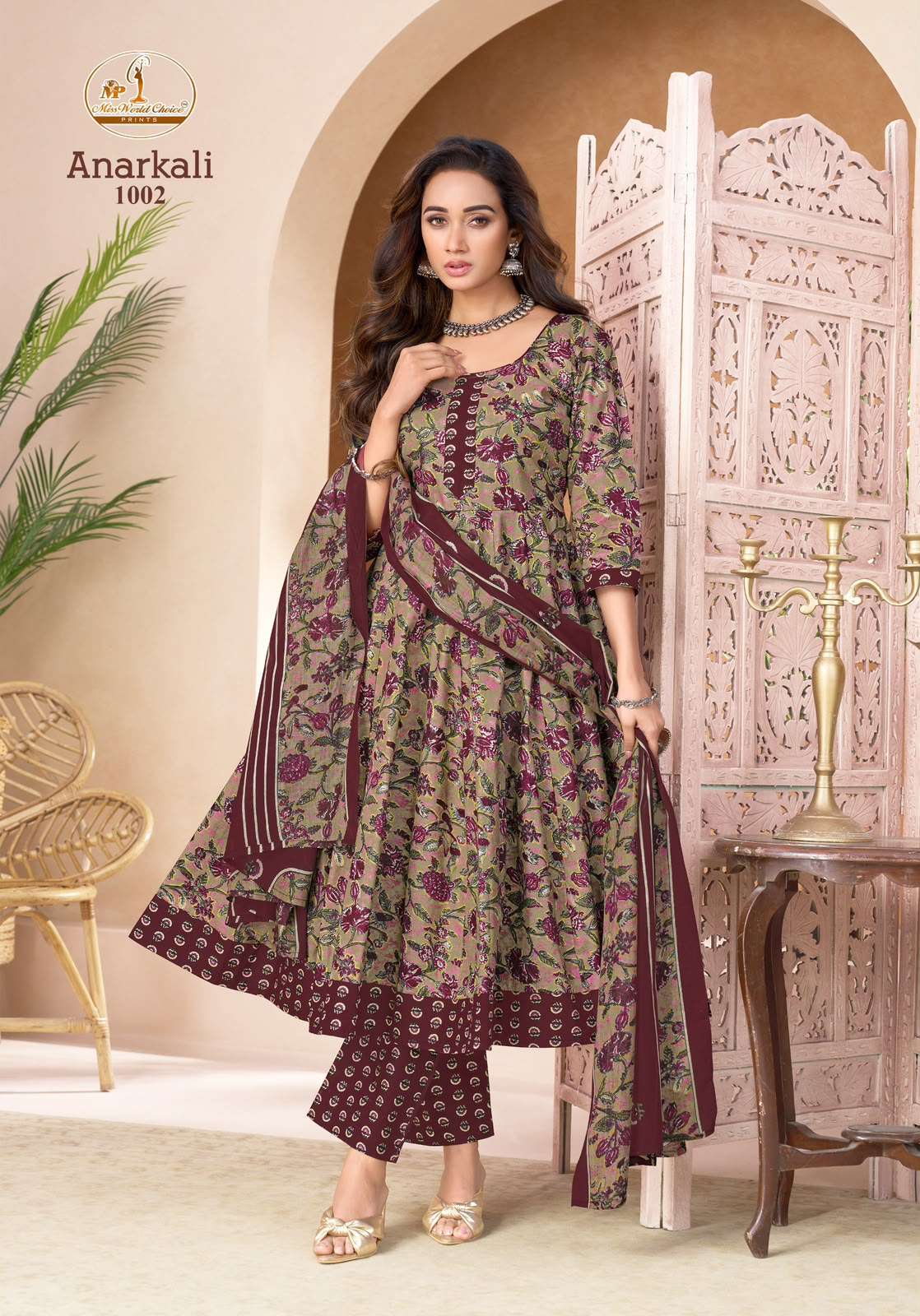 MISS WORLD CHOICE ANARKAL VOL 1 COTTON PRINTED LADIES KURTI BOTTOM AND DUPATTA SET 