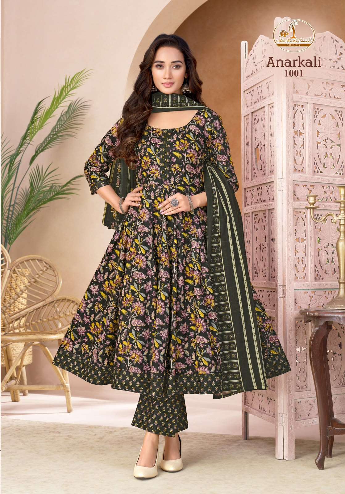 MISS WORLD CHOICE ANARKAL VOL 1 COTTON PRINTED LADIES KURTI BOTTOM AND DUPATTA SET 