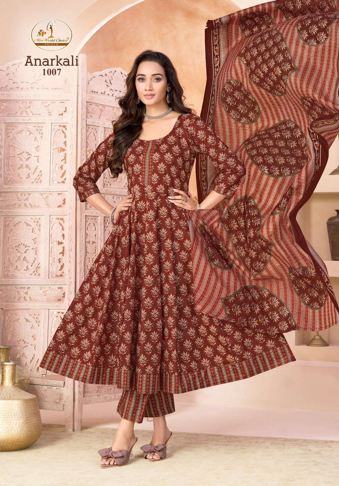 MISS WORLD CHOICE ANARKAL VOL 1 COTTON PRINTED LADIES KURTI BOTTOM AND DUPATTA SET 