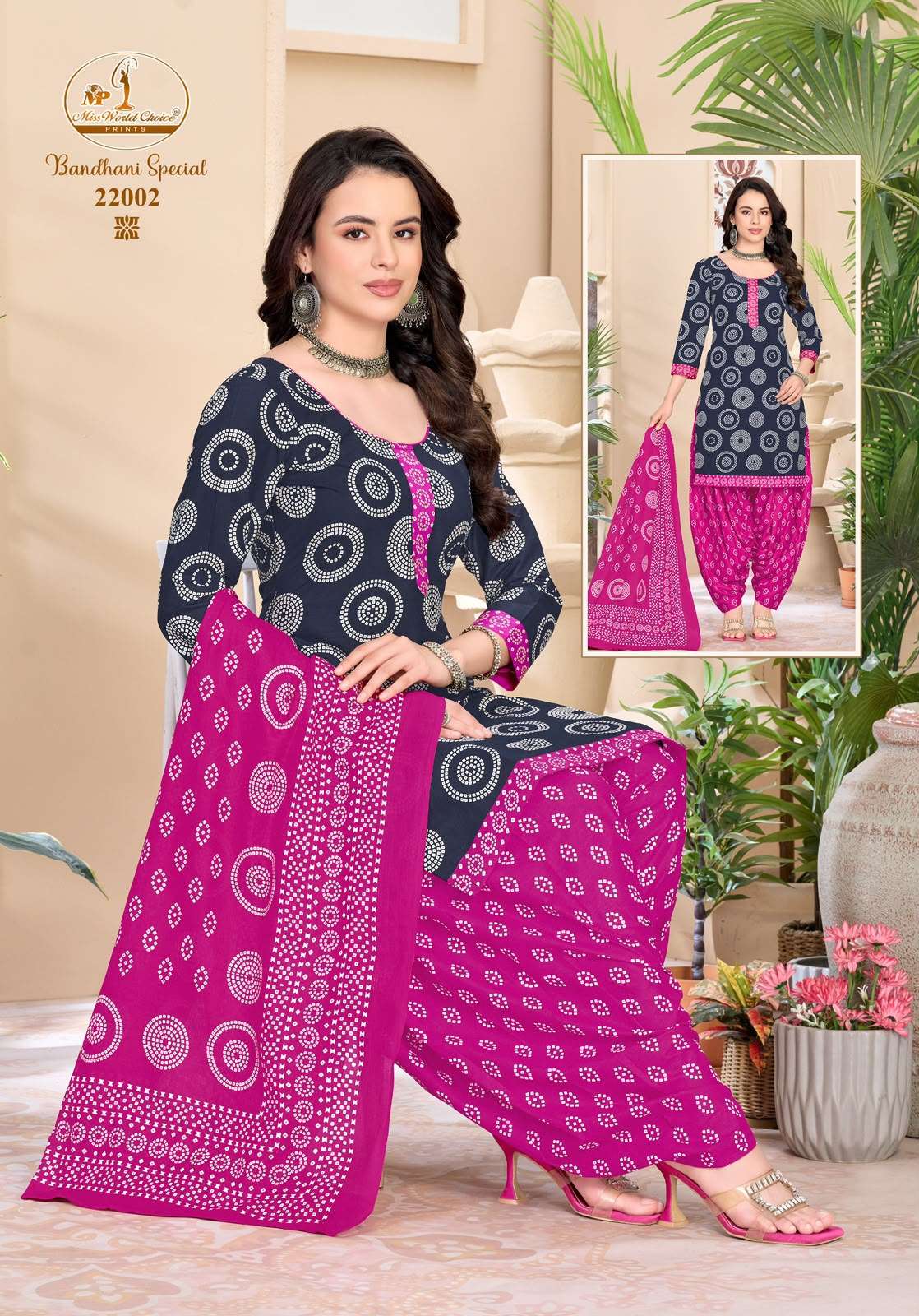 MISS WORLD CHOICE BANDHANI SPECIAL VOL 22 COTTON PRINTED PATIYALA DRESS 