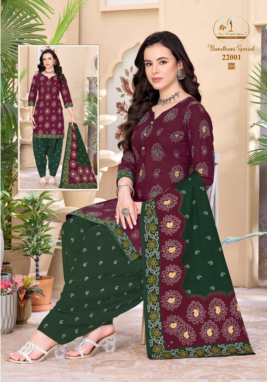 MISS WORLD CHOICE BANDHANI SPECIAL VOL 22 COTTON PRINTED PATIYALA DRESS 