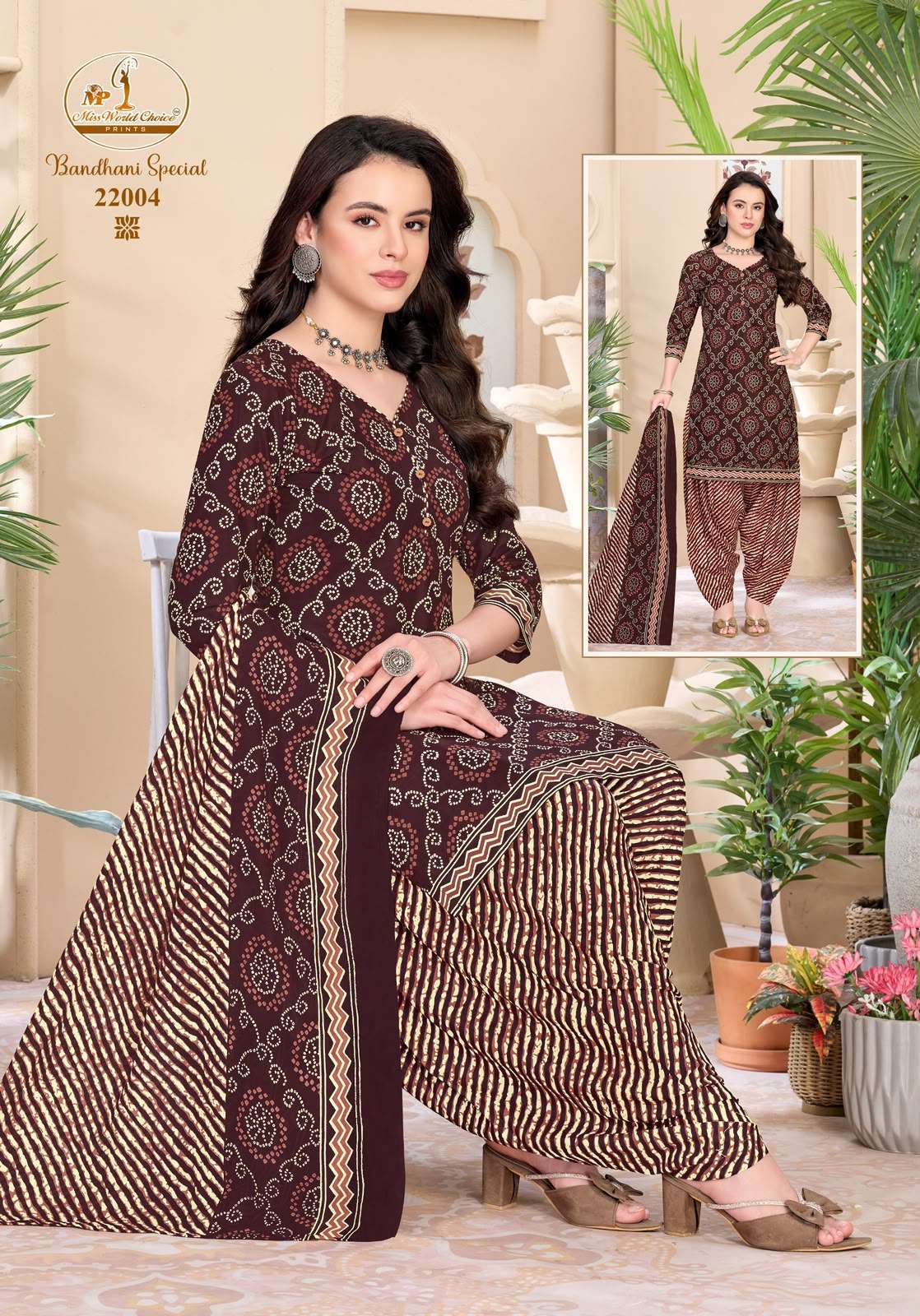 MISS WORLD CHOICE BANDHANI SPECIAL VOL 22 COTTON PRINTED PATIYALA DRESS 