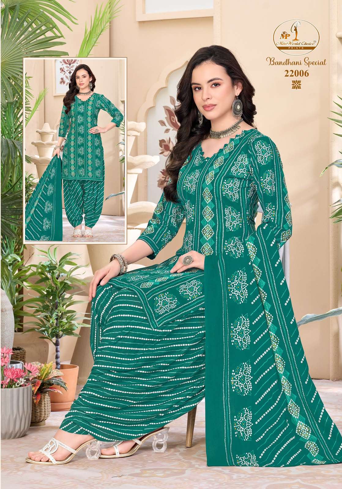 MISS WORLD CHOICE BANDHANI SPECIAL VOL 22 COTTON PRINTED PATIYALA DRESS 