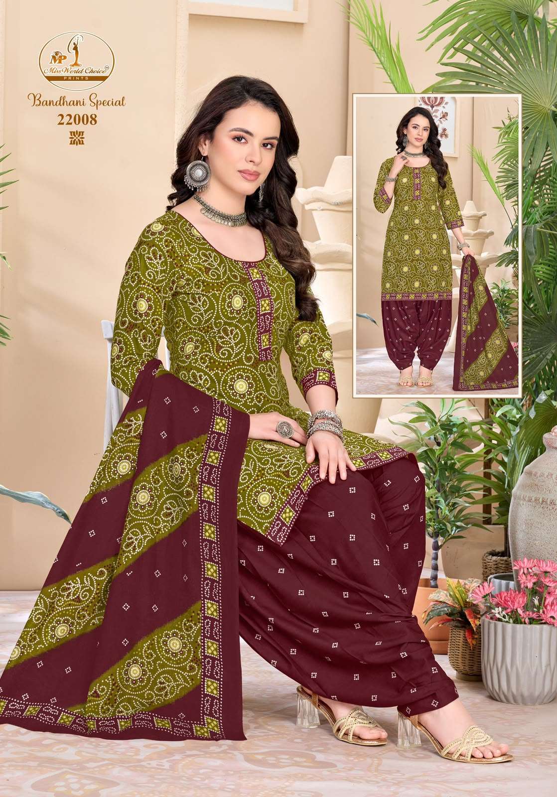 MISS WORLD CHOICE BANDHANI SPECIAL VOL 22 COTTON PRINTED PATIYALA DRESS 