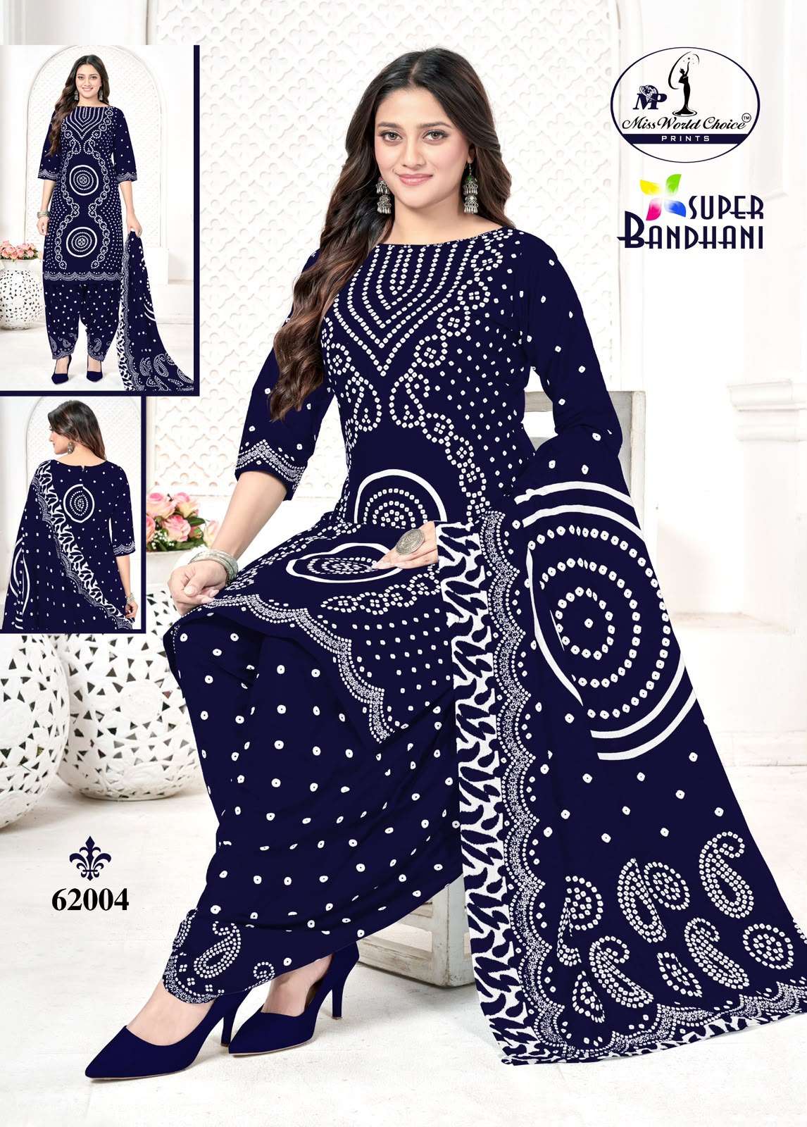 MISS WORLD CHOICE SUPER BANDHANI VOL 62 COTTON PRINTED PATIYALA SALWAR SUIT 