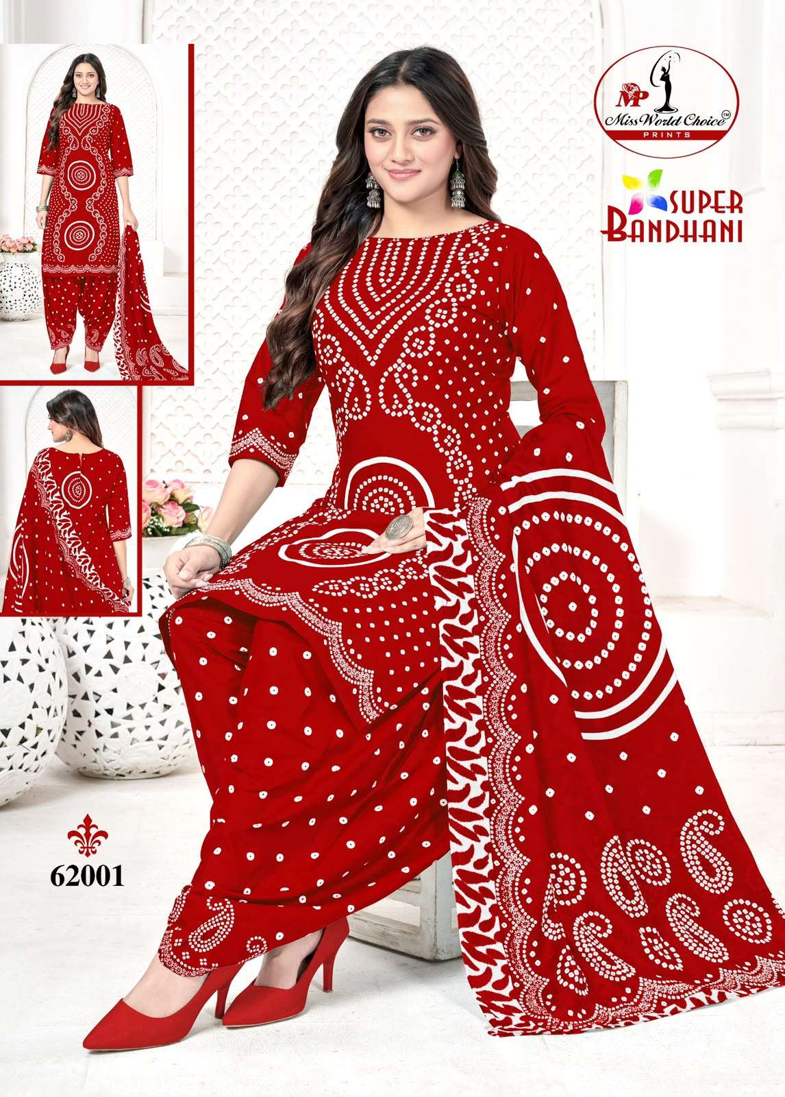 MISS WORLD CHOICE SUPER BANDHANI VOL 62 COTTON PRINTED PATIYALA SALWAR SUIT 