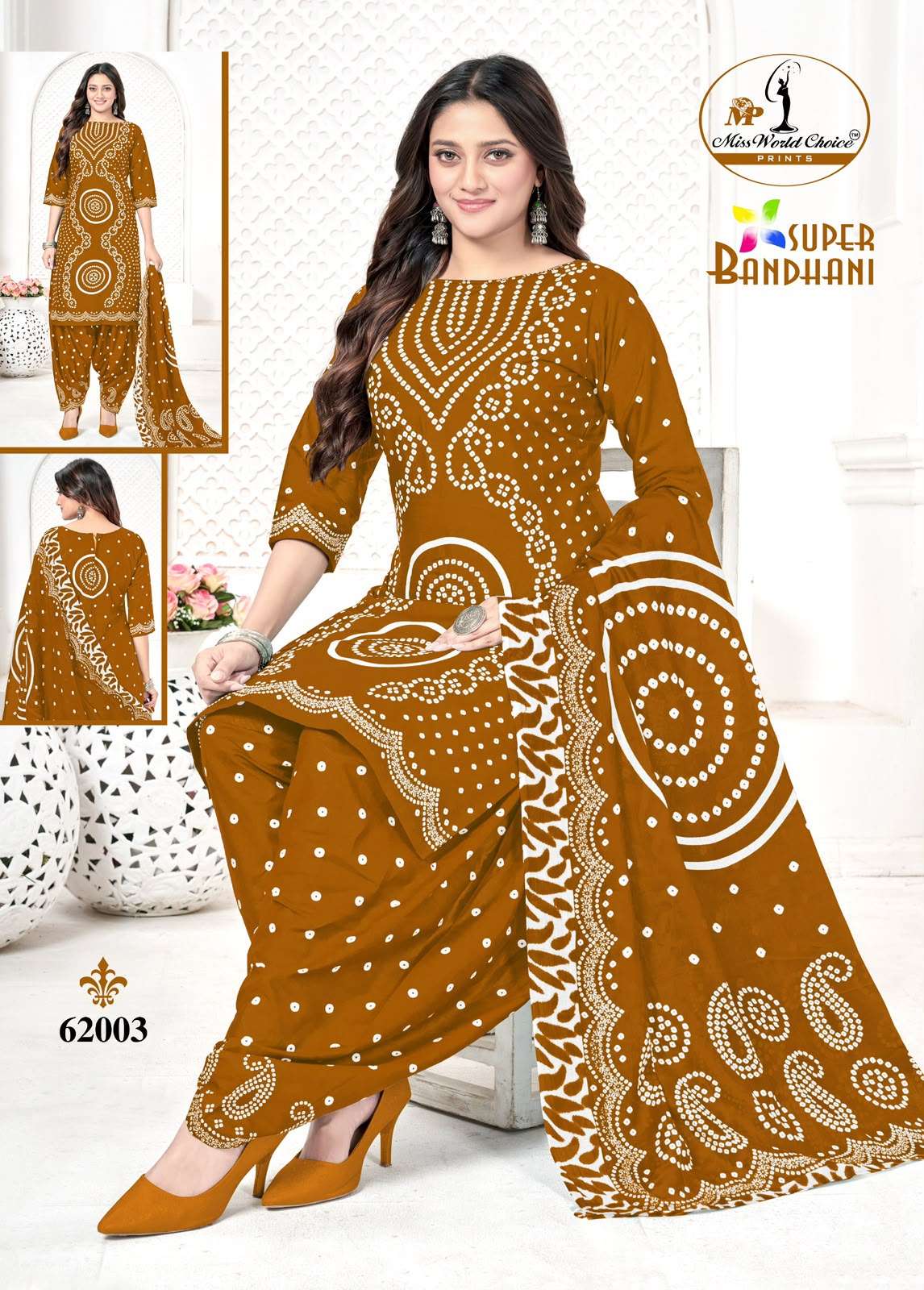 MISS WORLD CHOICE SUPER BANDHANI VOL 62 COTTON PRINTED PATIYALA SALWAR SUIT 