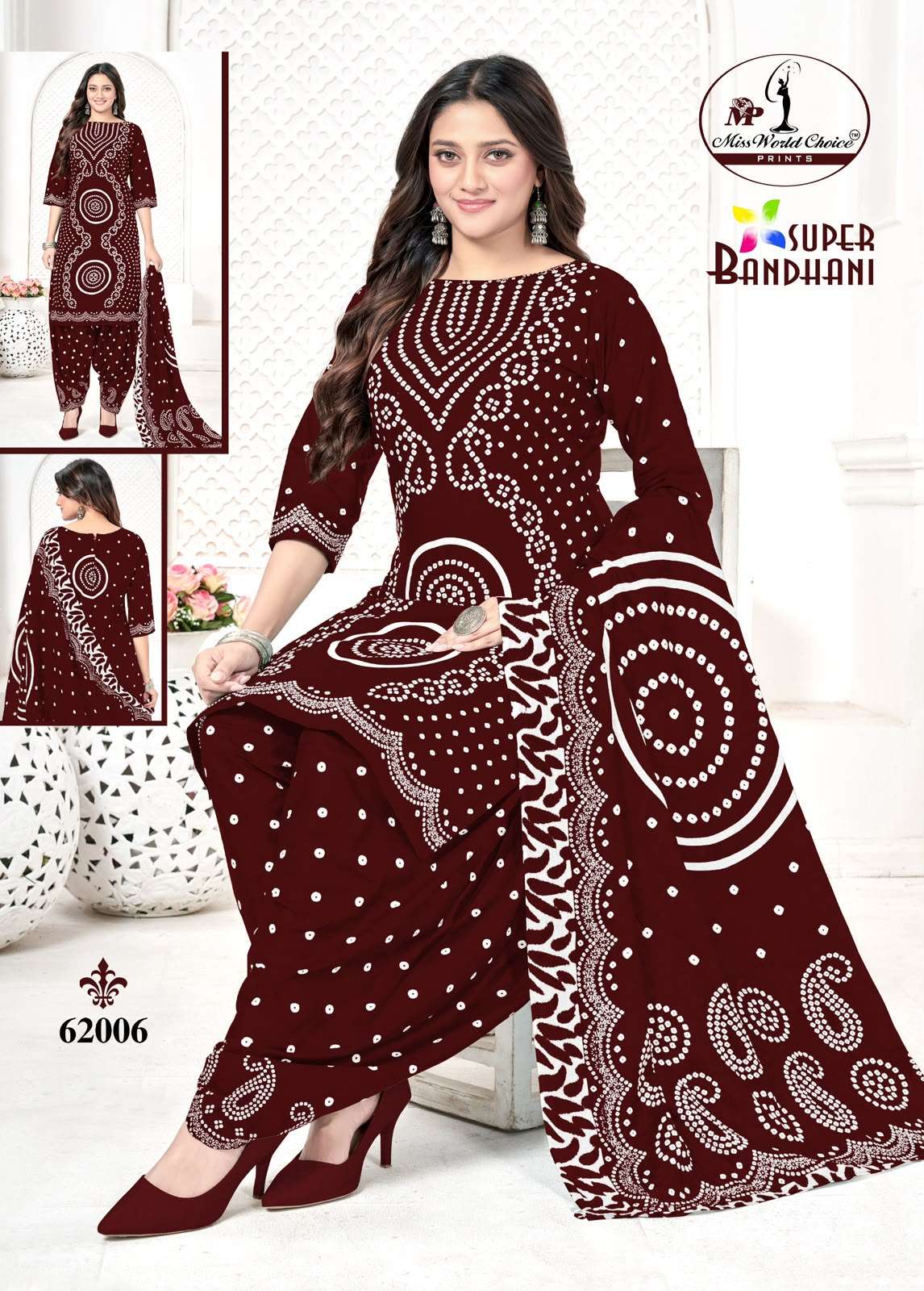 MISS WORLD CHOICE SUPER BANDHANI VOL 62 COTTON PRINTED PATIYALA SALWAR SUIT 