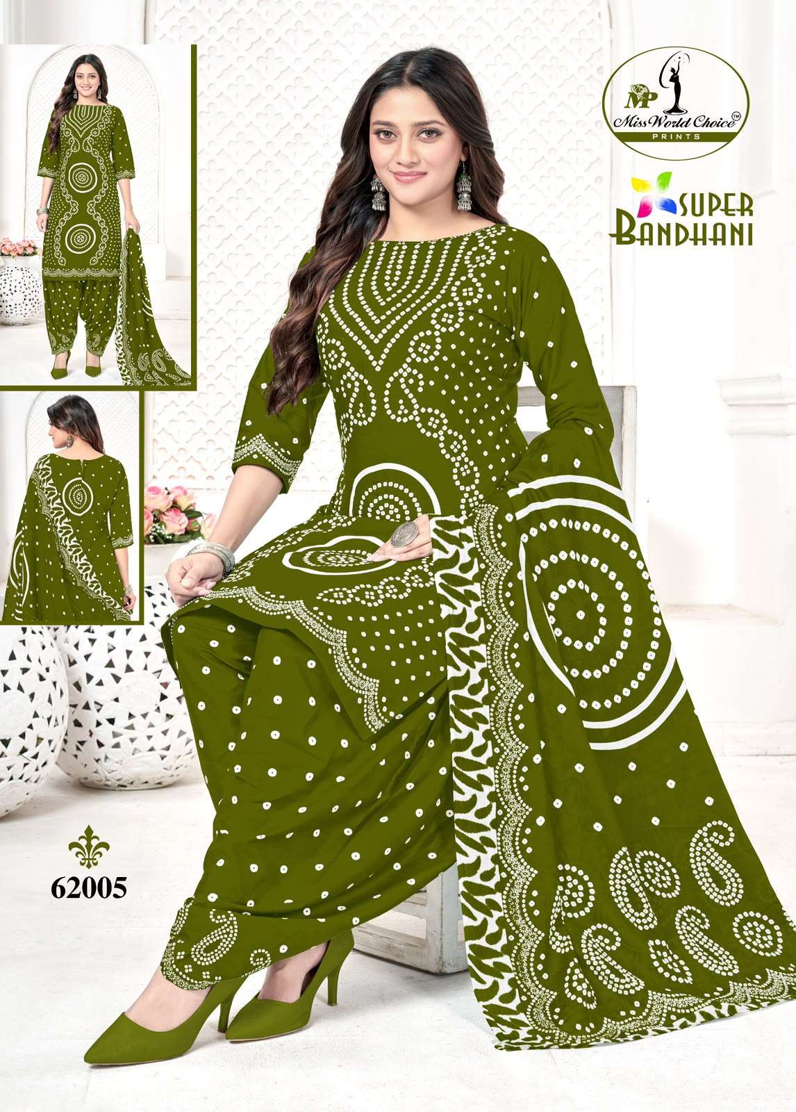 MISS WORLD CHOICE SUPER BANDHANI VOL 62 COTTON PRINTED PATIYALA SALWAR SUIT 
