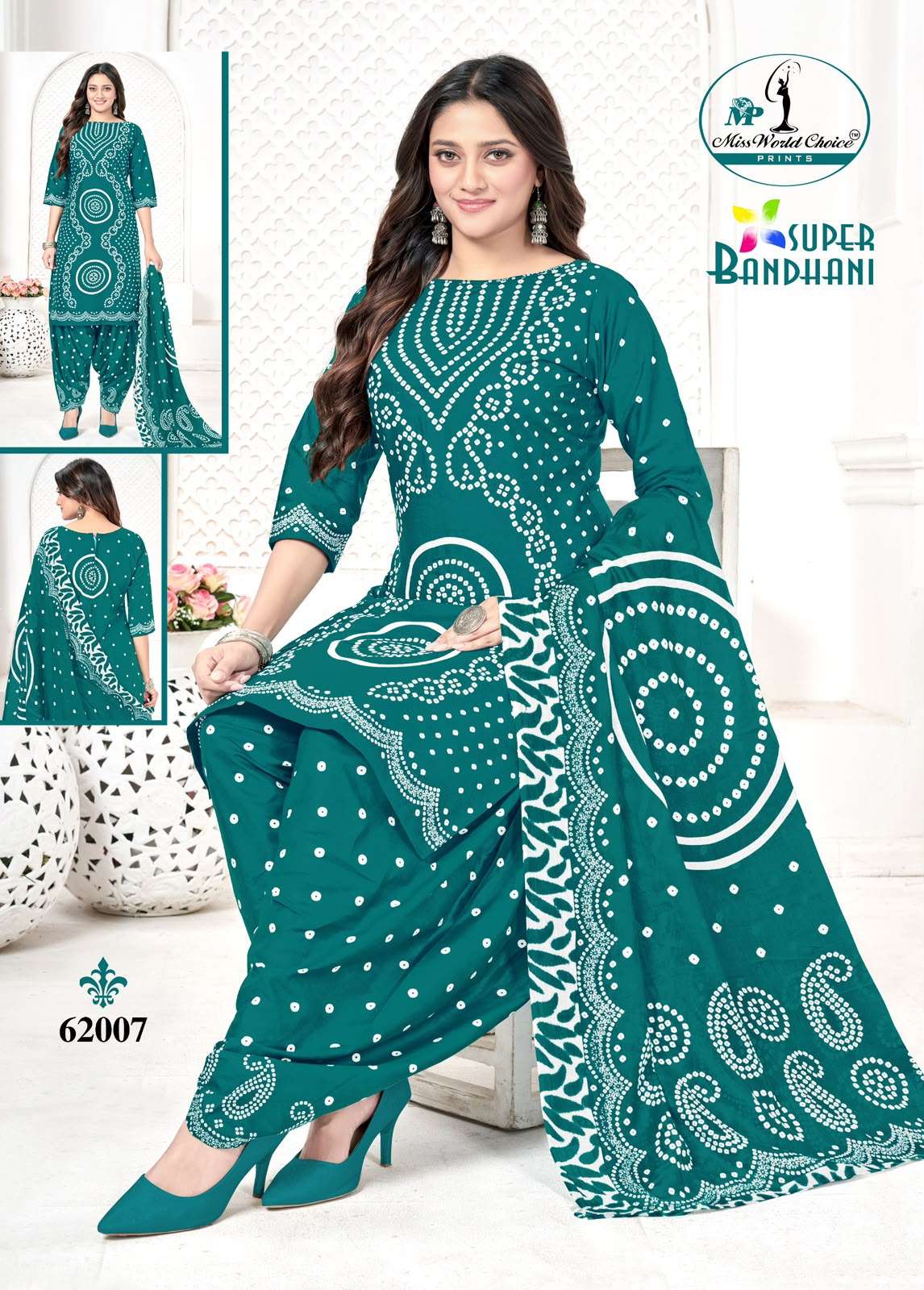 MISS WORLD CHOICE SUPER BANDHANI VOL 62 COTTON PRINTED PATIYALA SALWAR SUIT 