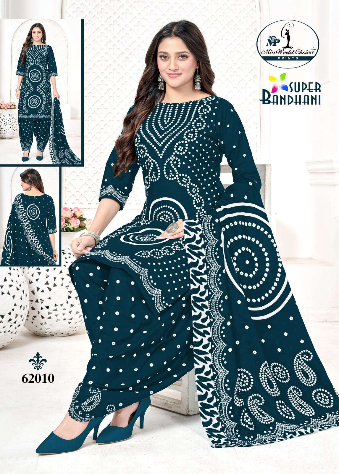 MISS WORLD CHOICE SUPER BANDHANI VOL 62 COTTON PRINTED PATIYALA SALWAR SUIT 