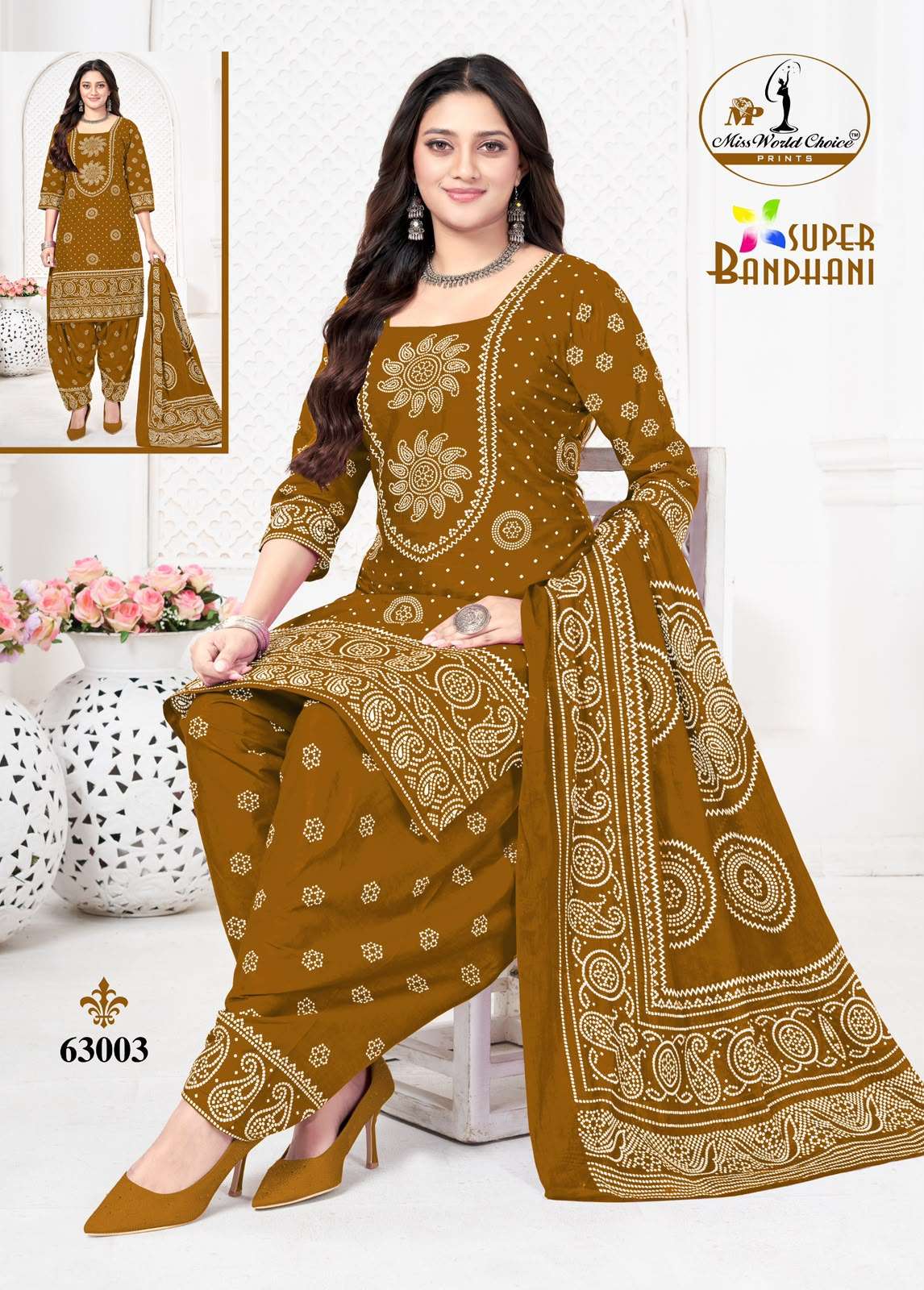 MISS WORLD CHOICE SUPER BANDHANI VOL 63 COTTON PRINTED PATIYALA SALWAR SUIT 