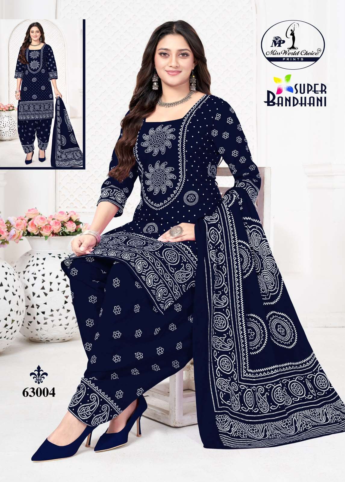 MISS WORLD CHOICE SUPER BANDHANI VOL 63 COTTON PRINTED PATIYALA SALWAR SUIT 