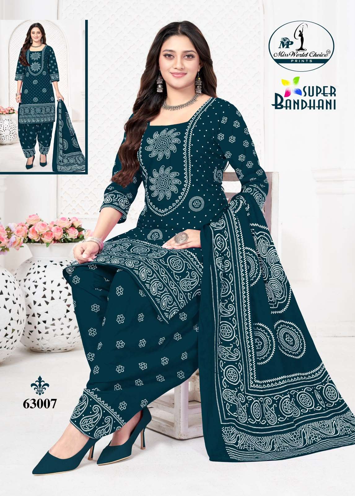 MISS WORLD CHOICE SUPER BANDHANI VOL 63 COTTON PRINTED PATIYALA SALWAR SUIT 