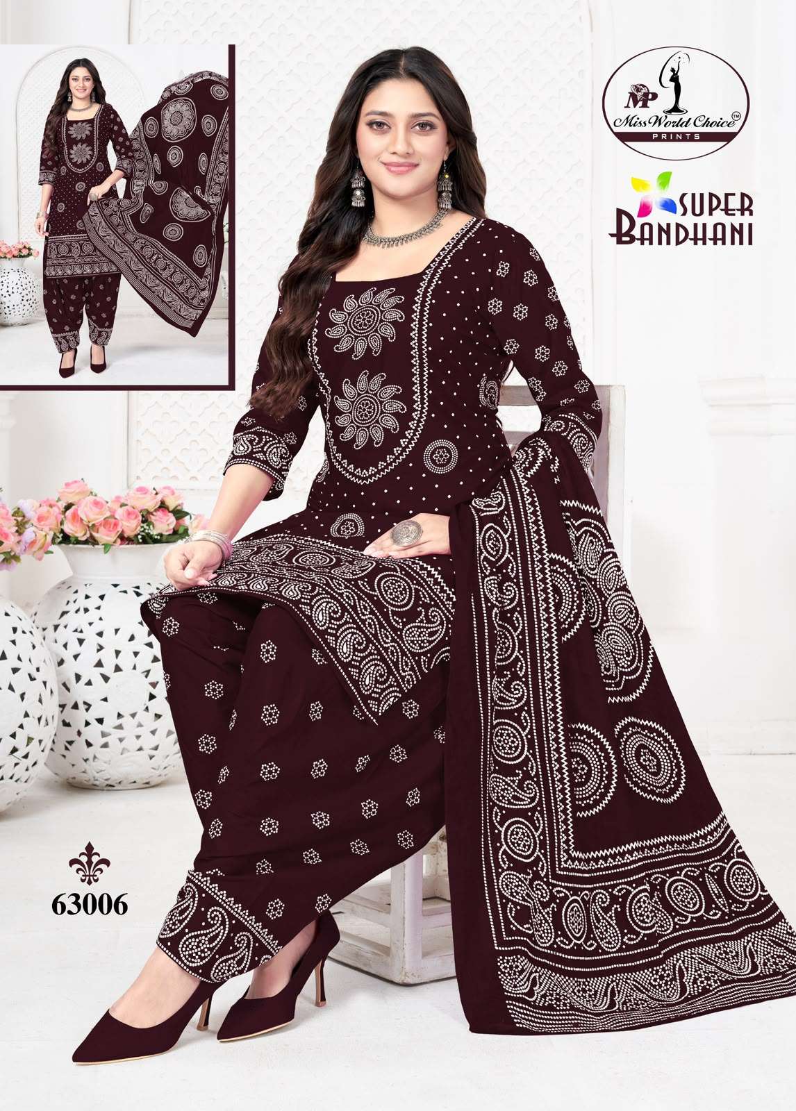 MISS WORLD CHOICE SUPER BANDHANI VOL 63 COTTON PRINTED PATIYALA SALWAR SUIT 