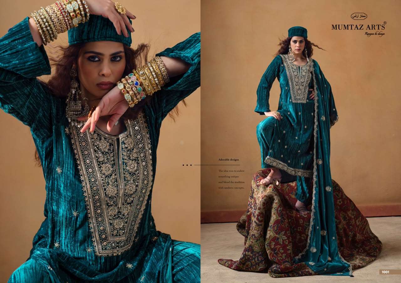 MUMTAZ ARTS MAHARANI VELVET EMBROIDERY HEAVY DESIGNER WORKED SUIT