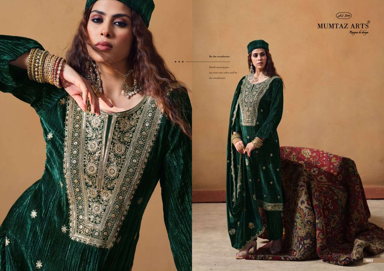 MUMTAZ ARTS MAHARANI VELVET EMBROIDERY HEAVY DESIGNER WORKED SUIT