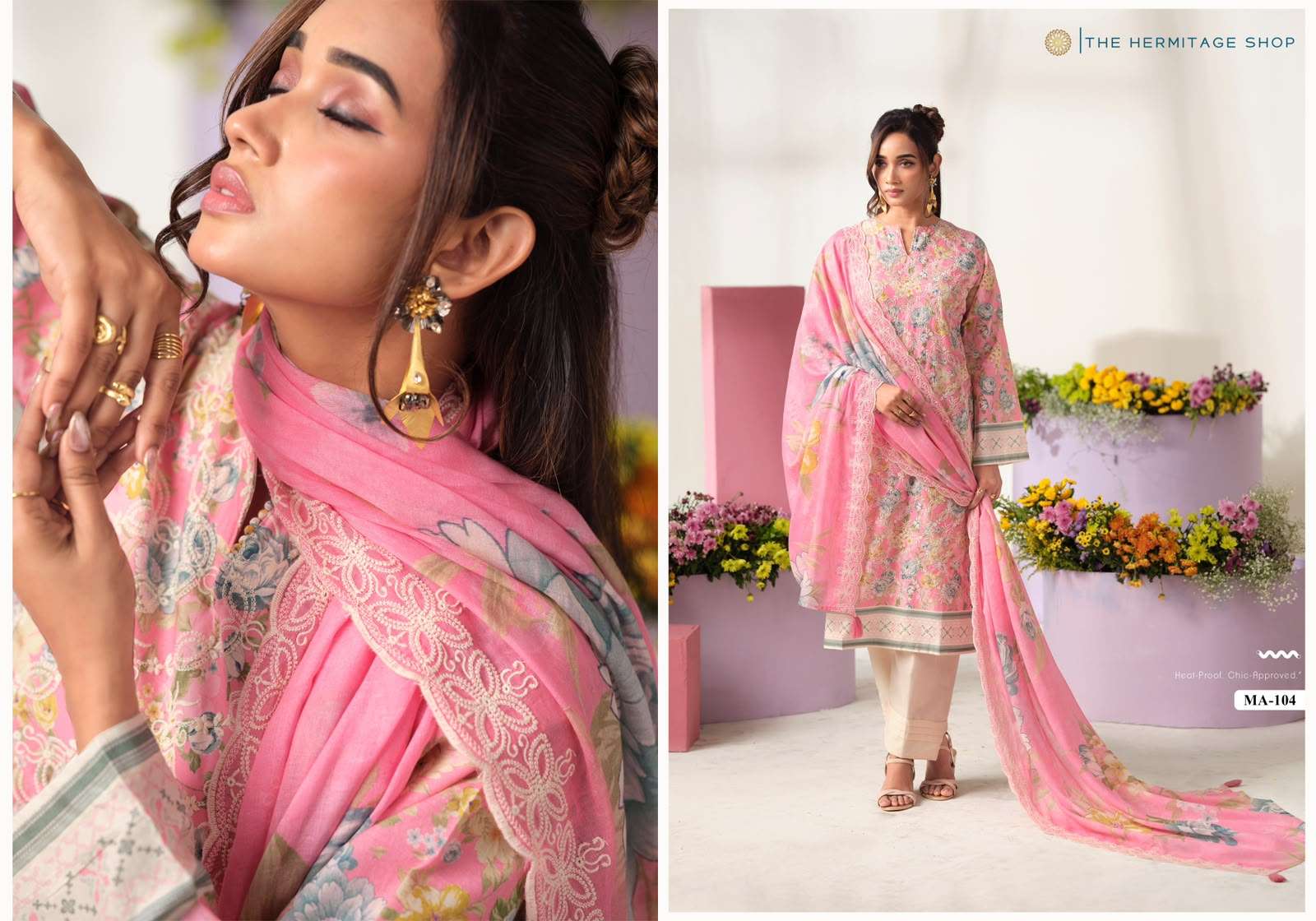 MUMTAZ ARTS MAL MAL FIZA LAWN COTTON PRINT WITH FANCY DESIGNER WORK SUIT
