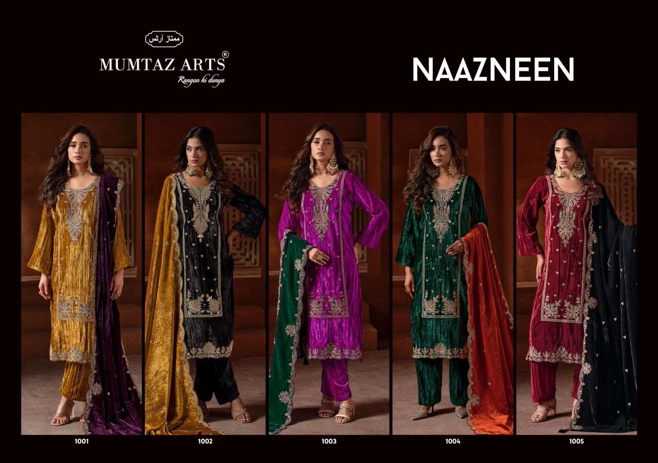 MUMTAZ ARTS NAAZNEEN VELVET HEAVY DESIGNER WORKED SUIT