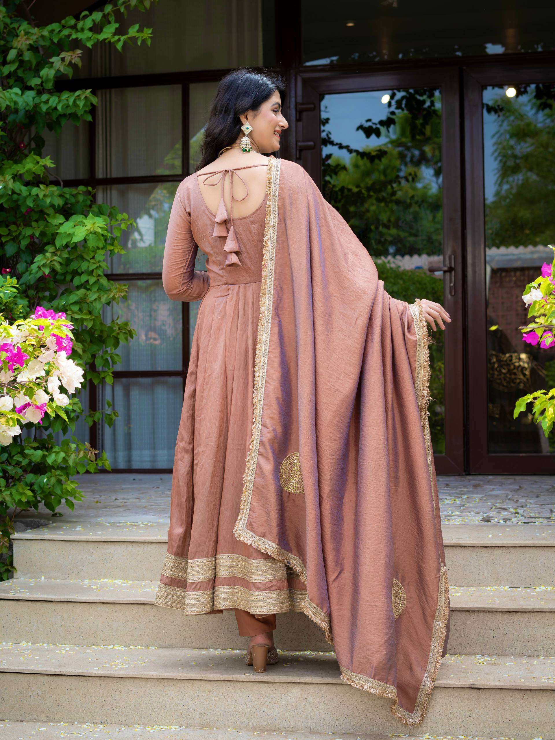 ND 5078 SILK PREETY LOOK DESIGNER PARTY WEAR ANARKALI GOWN STYLE DRESS 