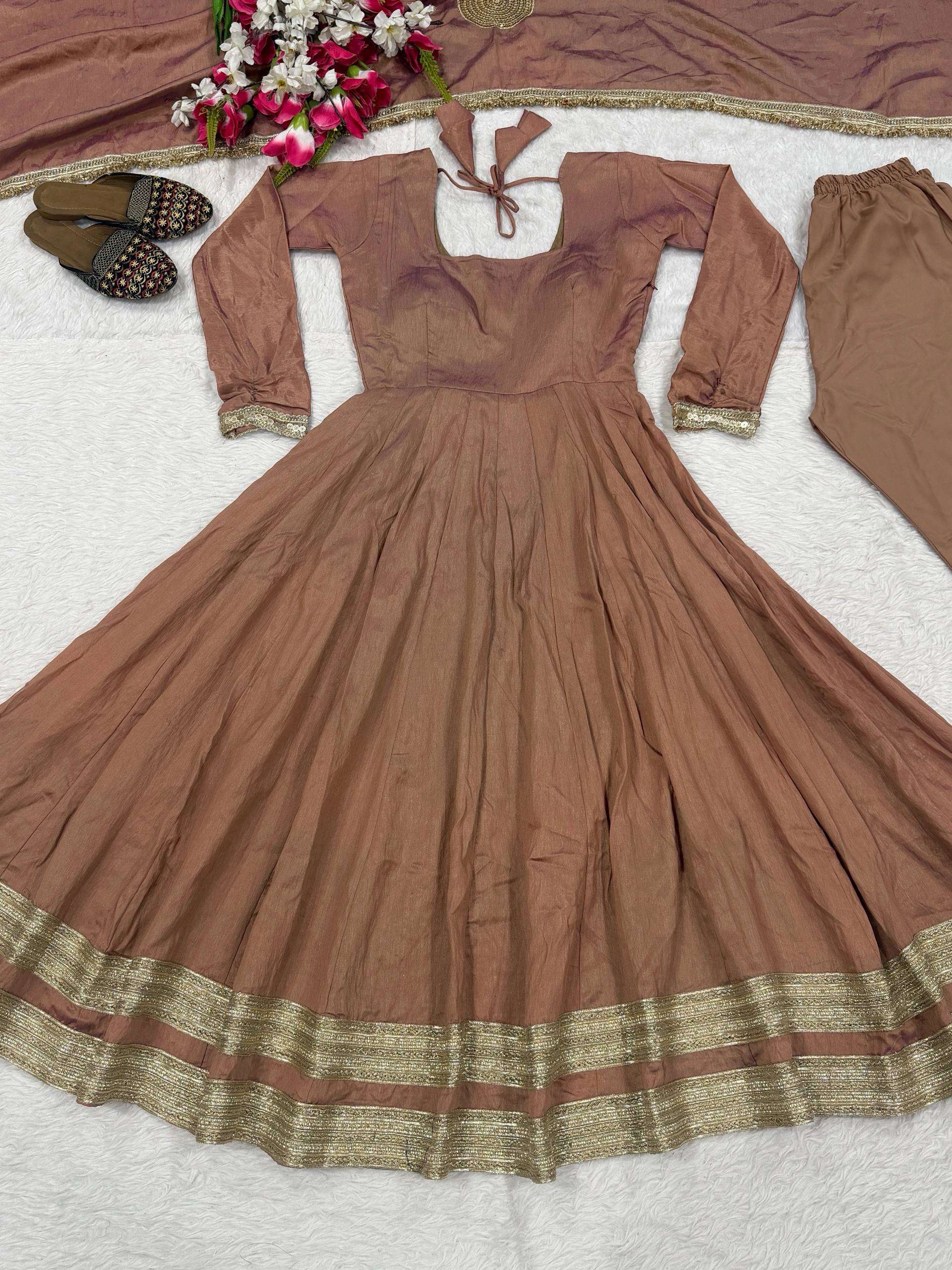ND 5078 SILK PREETY LOOK DESIGNER PARTY WEAR ANARKALI GOWN STYLE DRESS 