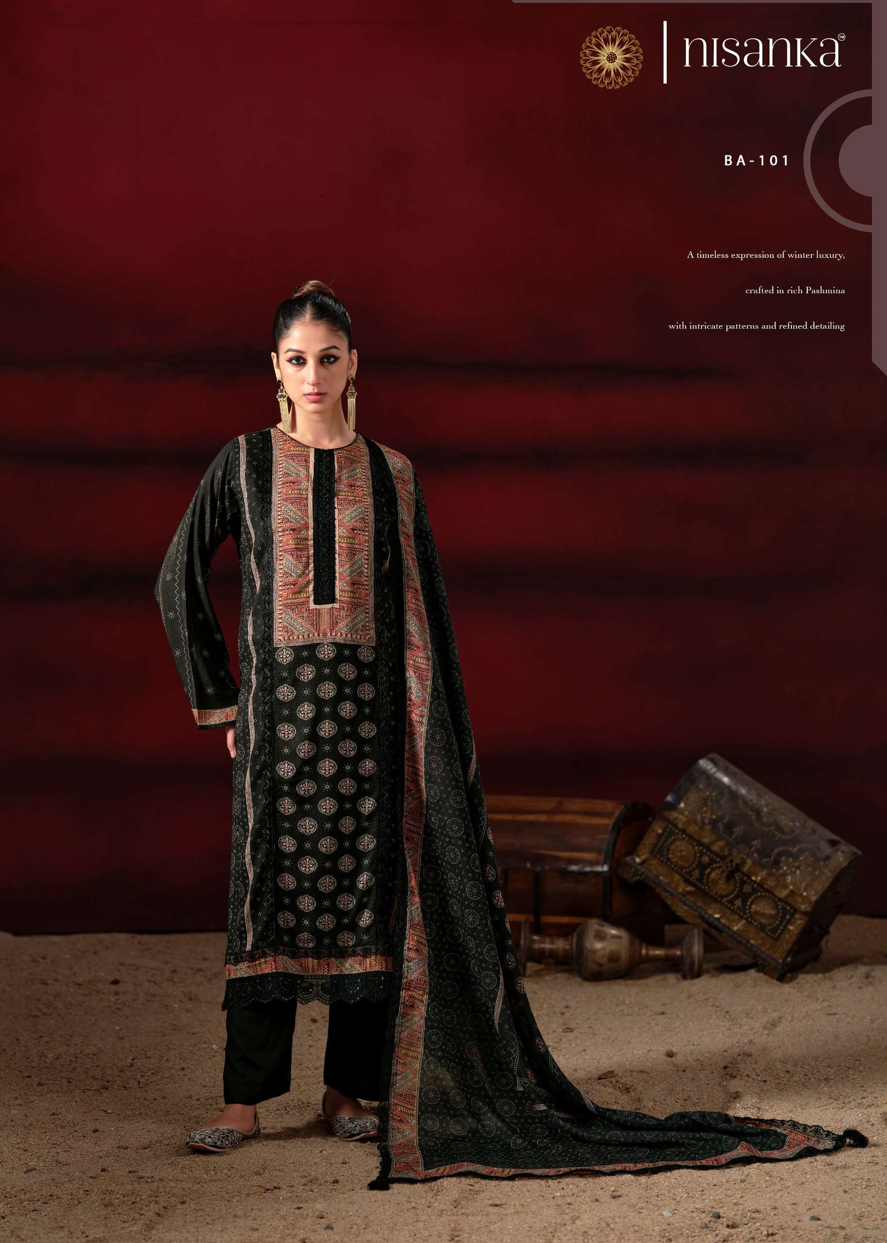 NISANKA LIFESTYLES BAGH VISCOSE DIGITAL PRINT WITH EMBROIDERY DESIGNER WORK SUIT 
