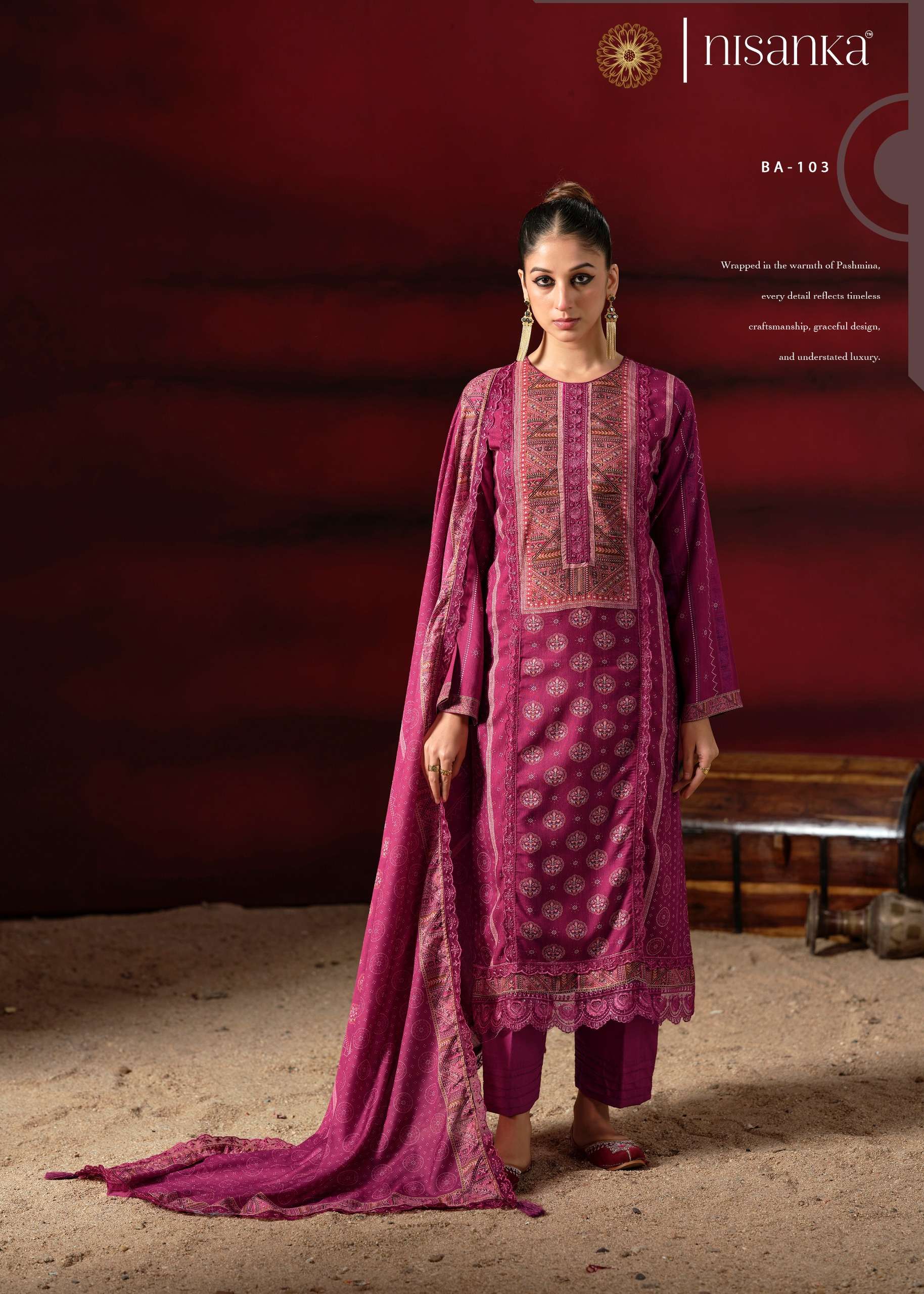NISANKA LIFESTYLES BAGH VISCOSE DIGITAL PRINT WITH EMBROIDERY DESIGNER WORK SUIT 