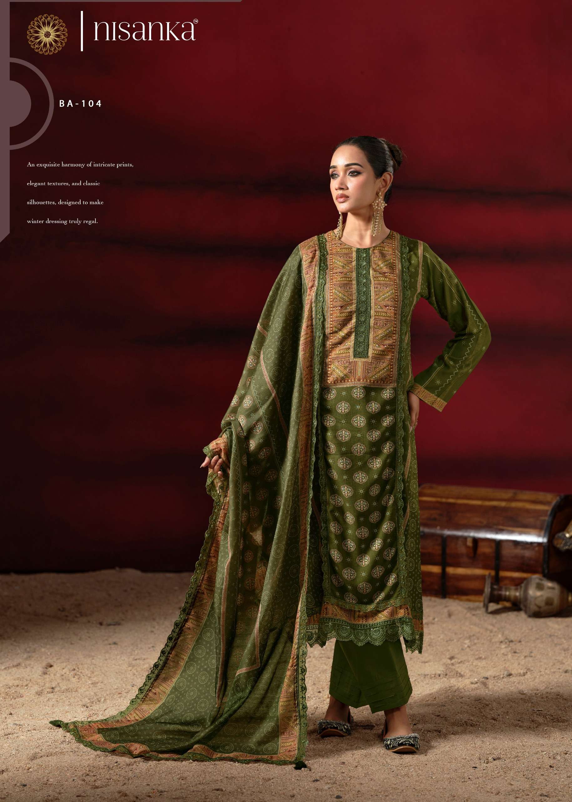 NISANKA LIFESTYLES BAGH VISCOSE DIGITAL PRINT WITH EMBROIDERY DESIGNER WORK SUIT 