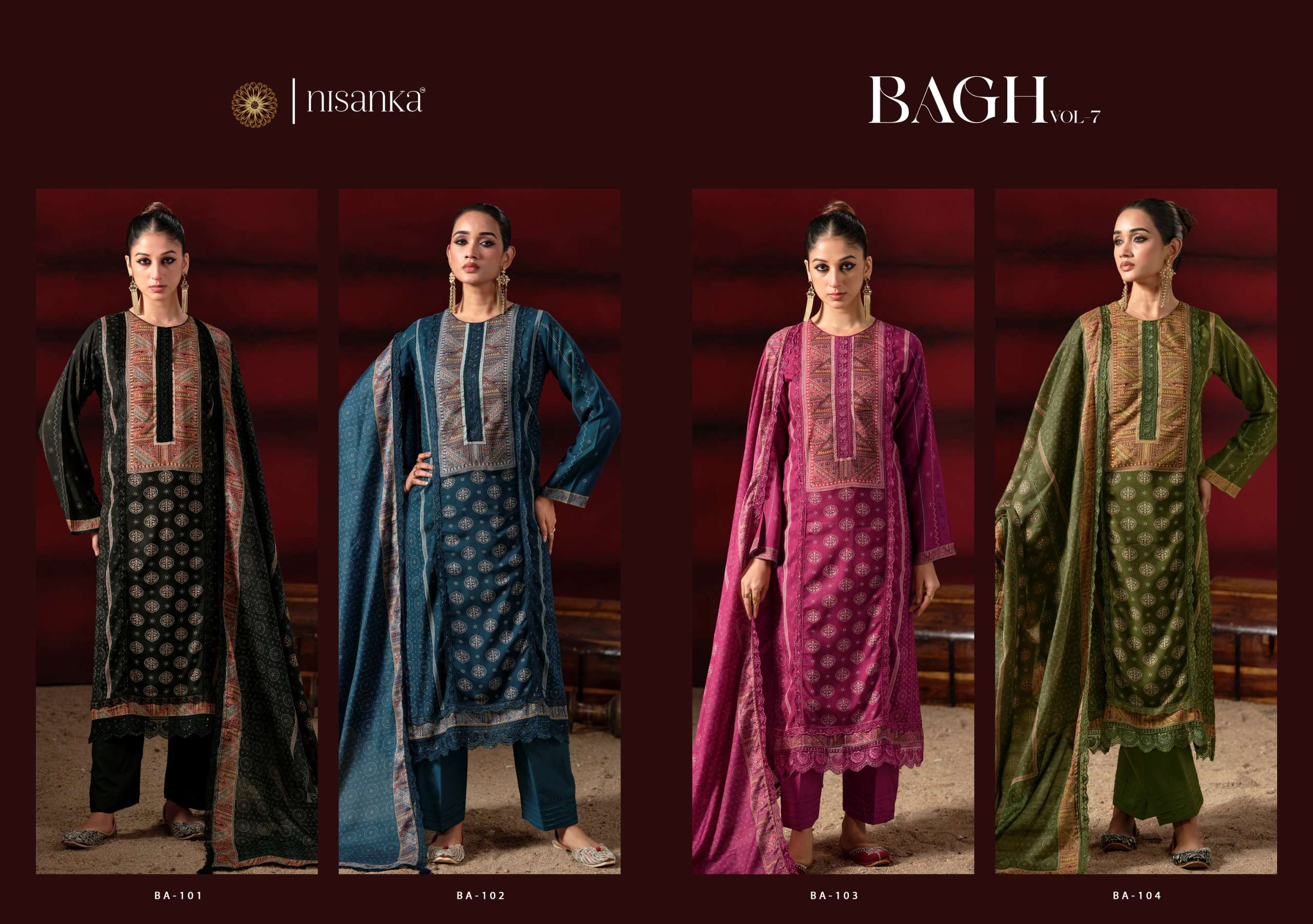 NISANKA LIFESTYLES BAGH VISCOSE DIGITAL PRINT WITH EMBROIDERY DESIGNER WORK SUIT 