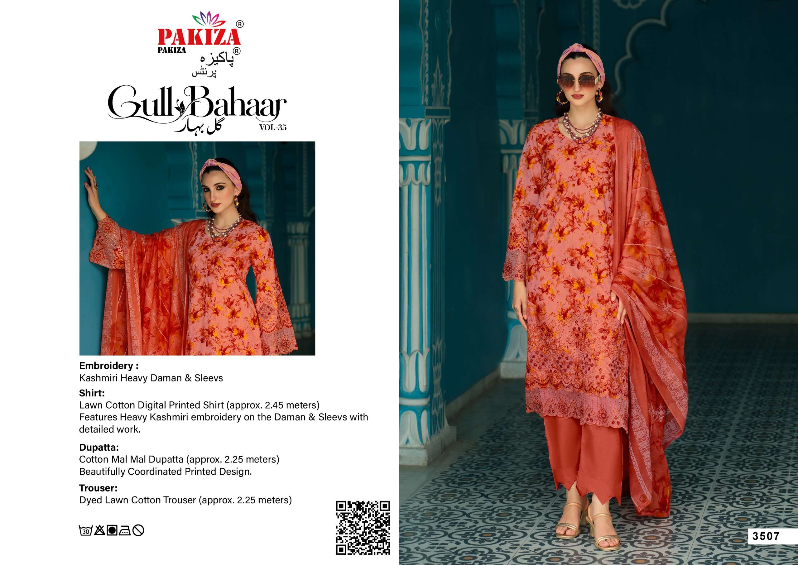 PAKIZA PRINTS GULL BAHAAR 35 LAWN COTTON DIGITAL PRINT WITH FANCY WORK SUIT 