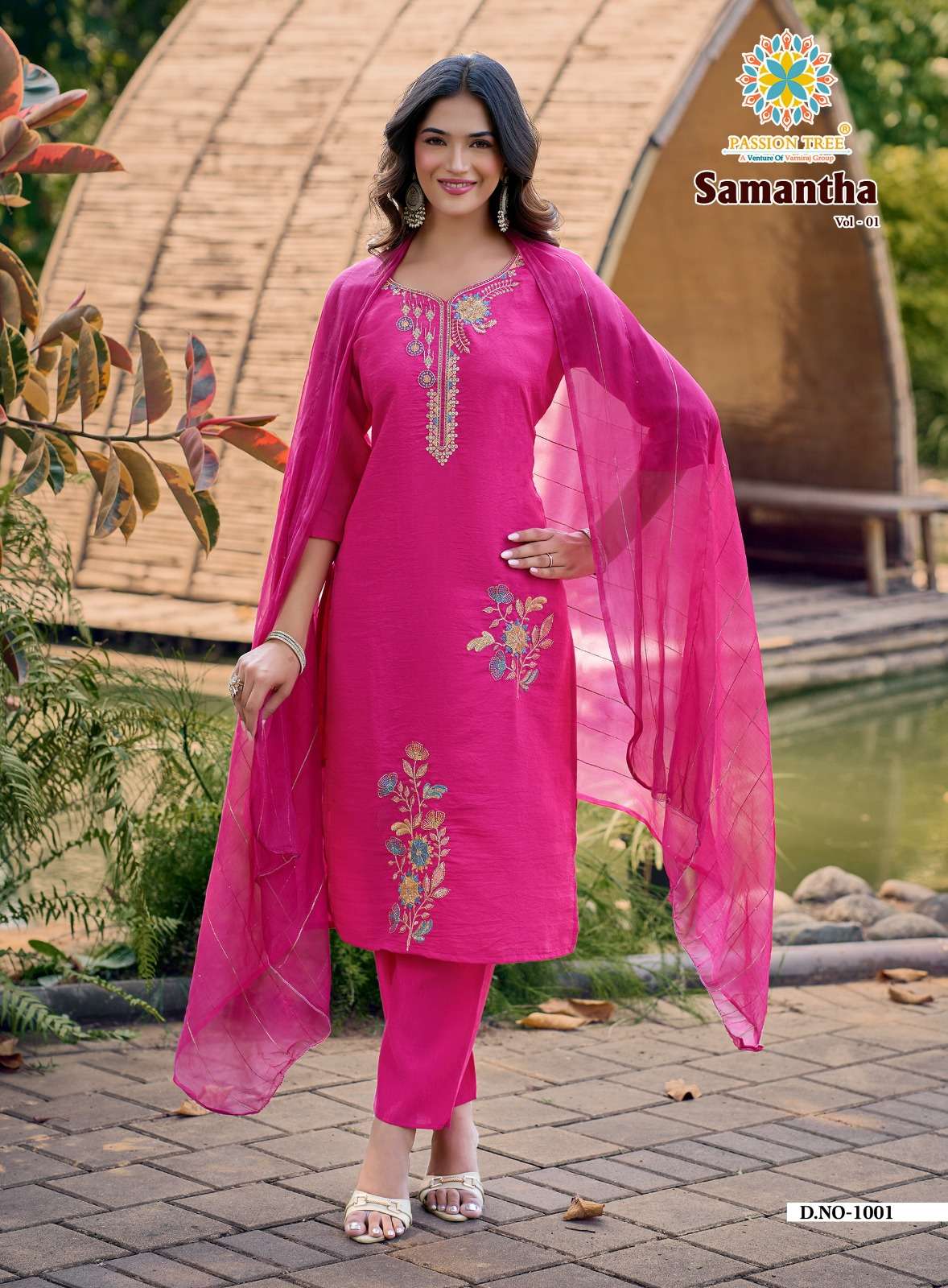 PASSION TREE SAMANTHA VOL 1 SILK STRAIGHT CUT KURTI PANT AND DUPATTA SET