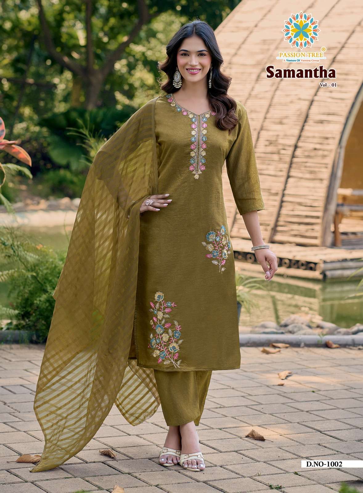 PASSION TREE SAMANTHA VOL 1 SILK STRAIGHT CUT KURTI PANT AND DUPATTA SET