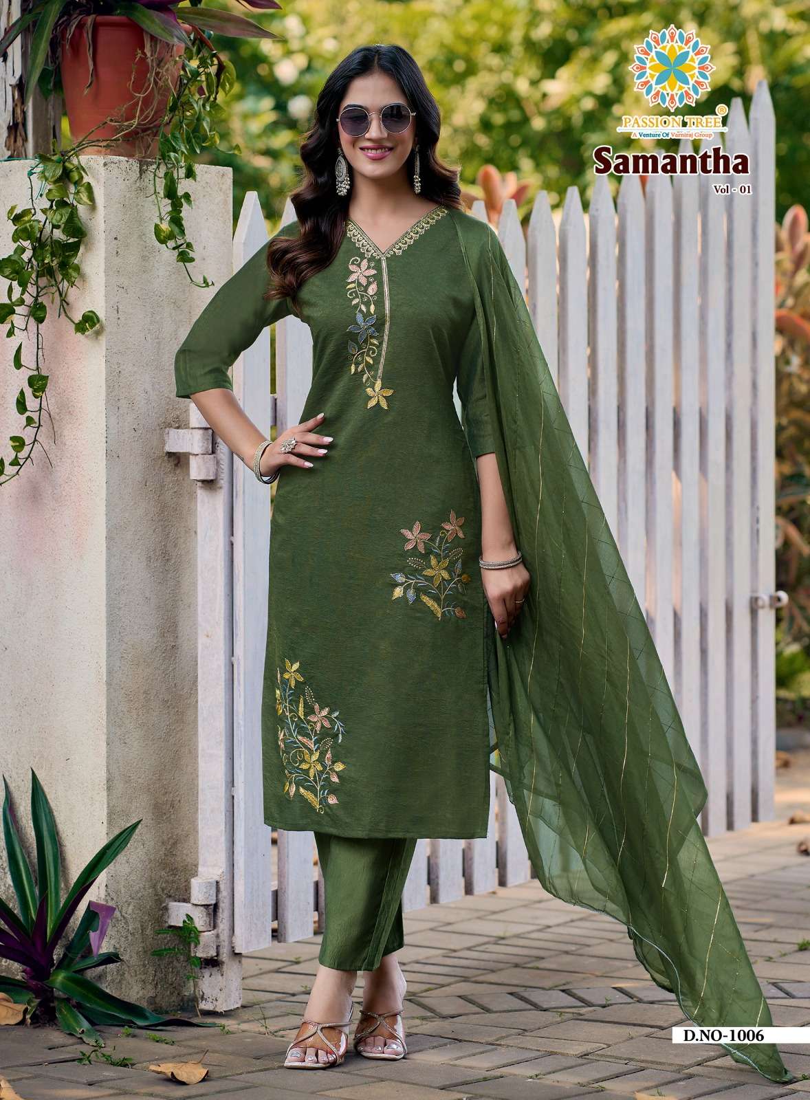 PASSION TREE SAMANTHA VOL 1 SILK STRAIGHT CUT KURTI PANT AND DUPATTA SET