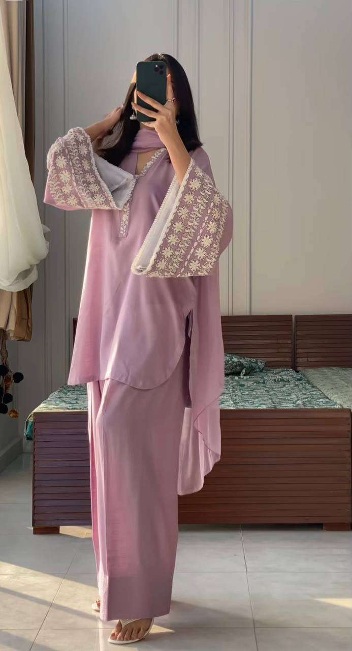 PD 1095 SATIN BEAUTIFUL DESIGNER LOOK PARTY WEAR LADIES 3PCS SET 